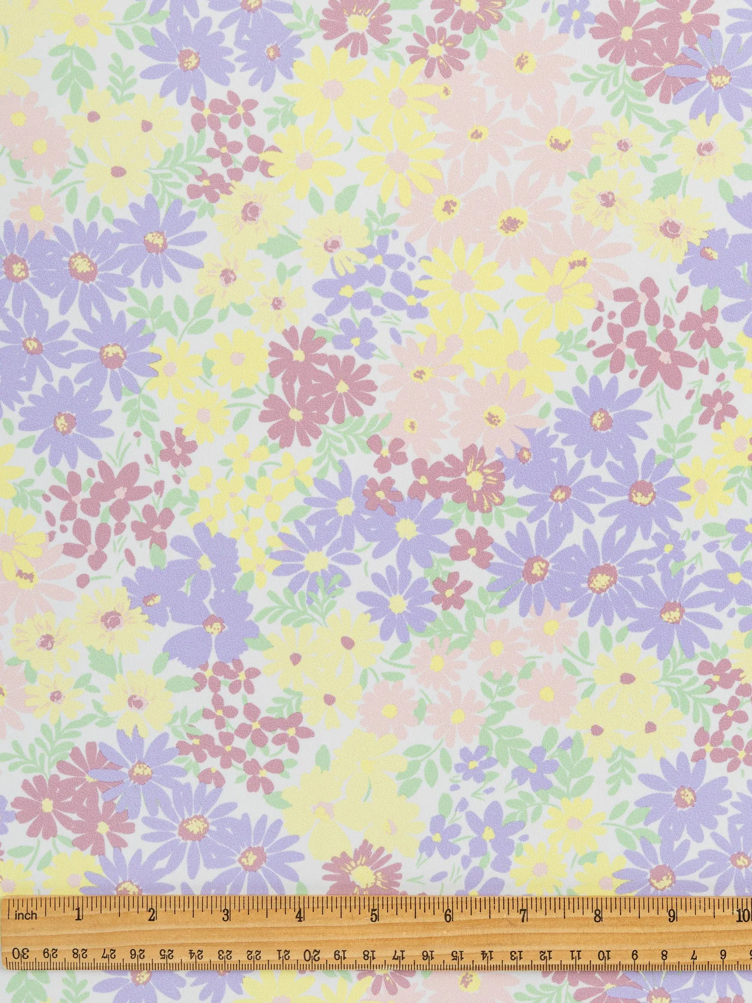 Matisse Inspired Daisy Recycled Swim Performance Knit - White   Lavender   Yellow - Swatch