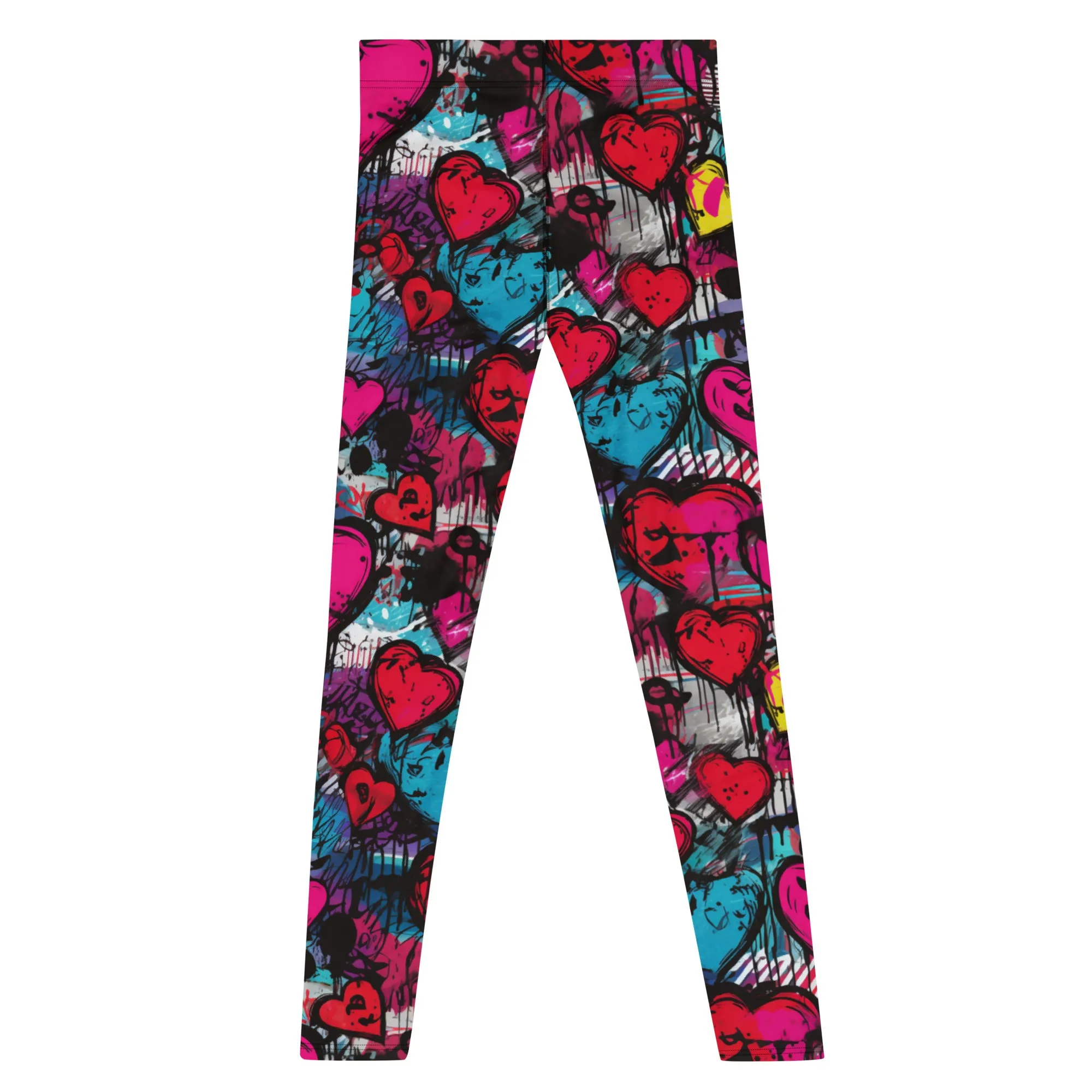 Men's Dance Leggings - Red Graffiti Hearts