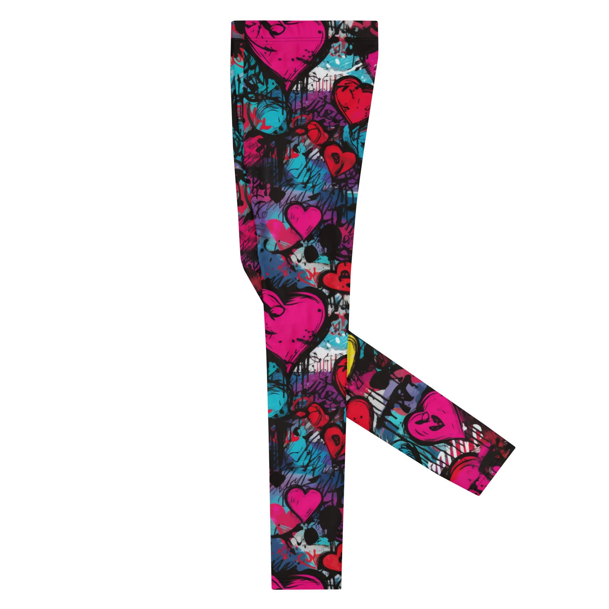 Men's Dance Leggings - Red Graffiti Hearts