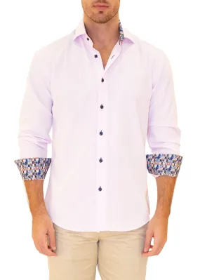 Men's Pink Button Up Long Sleeve Dress Shirt