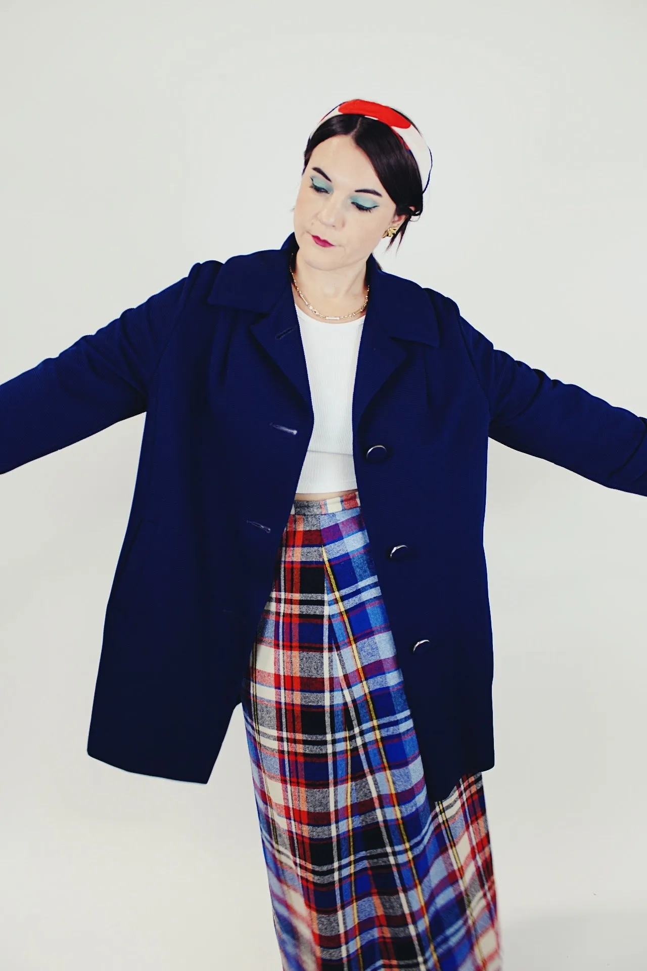 Navy Ribbed Long Coat