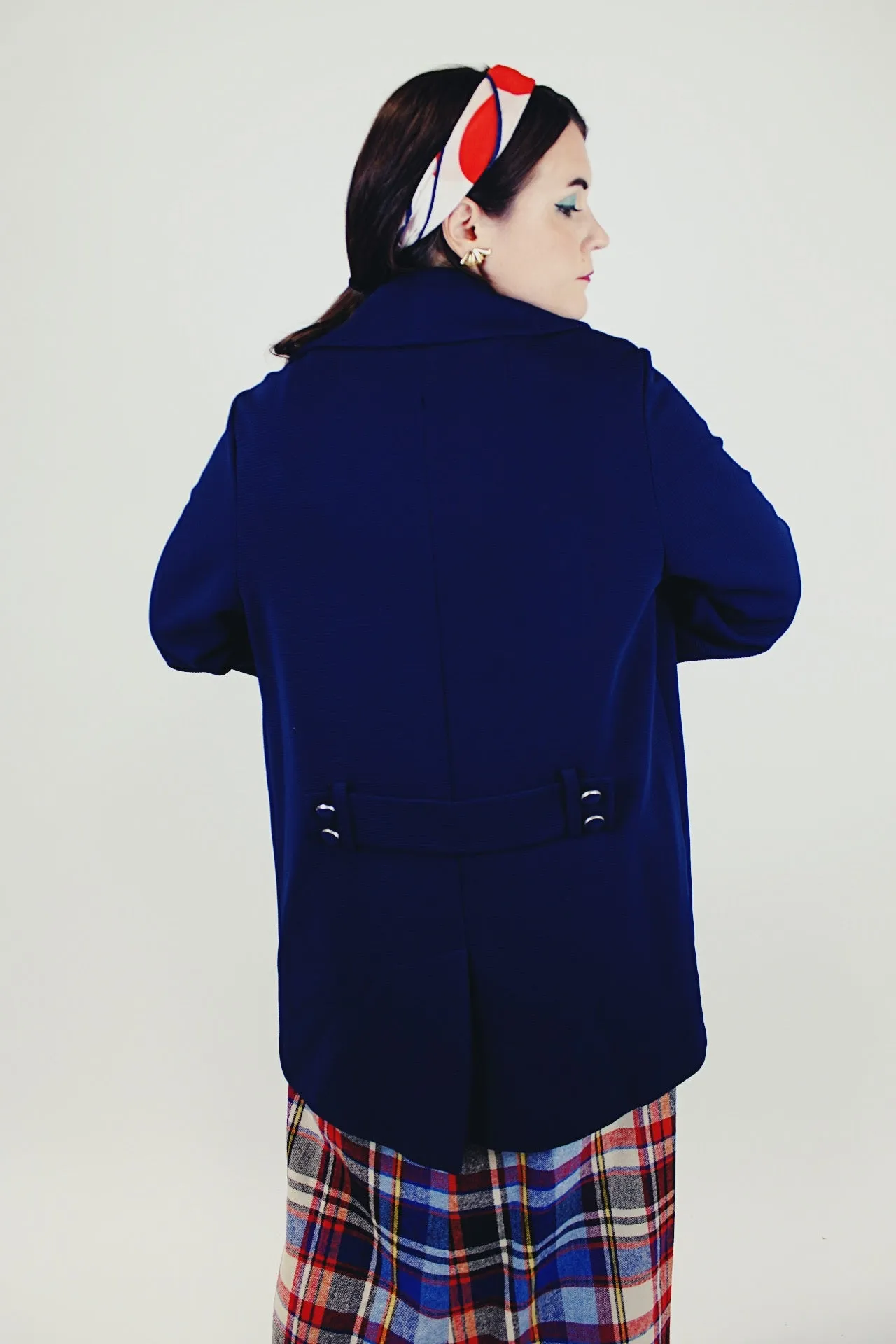 Navy Ribbed Long Coat