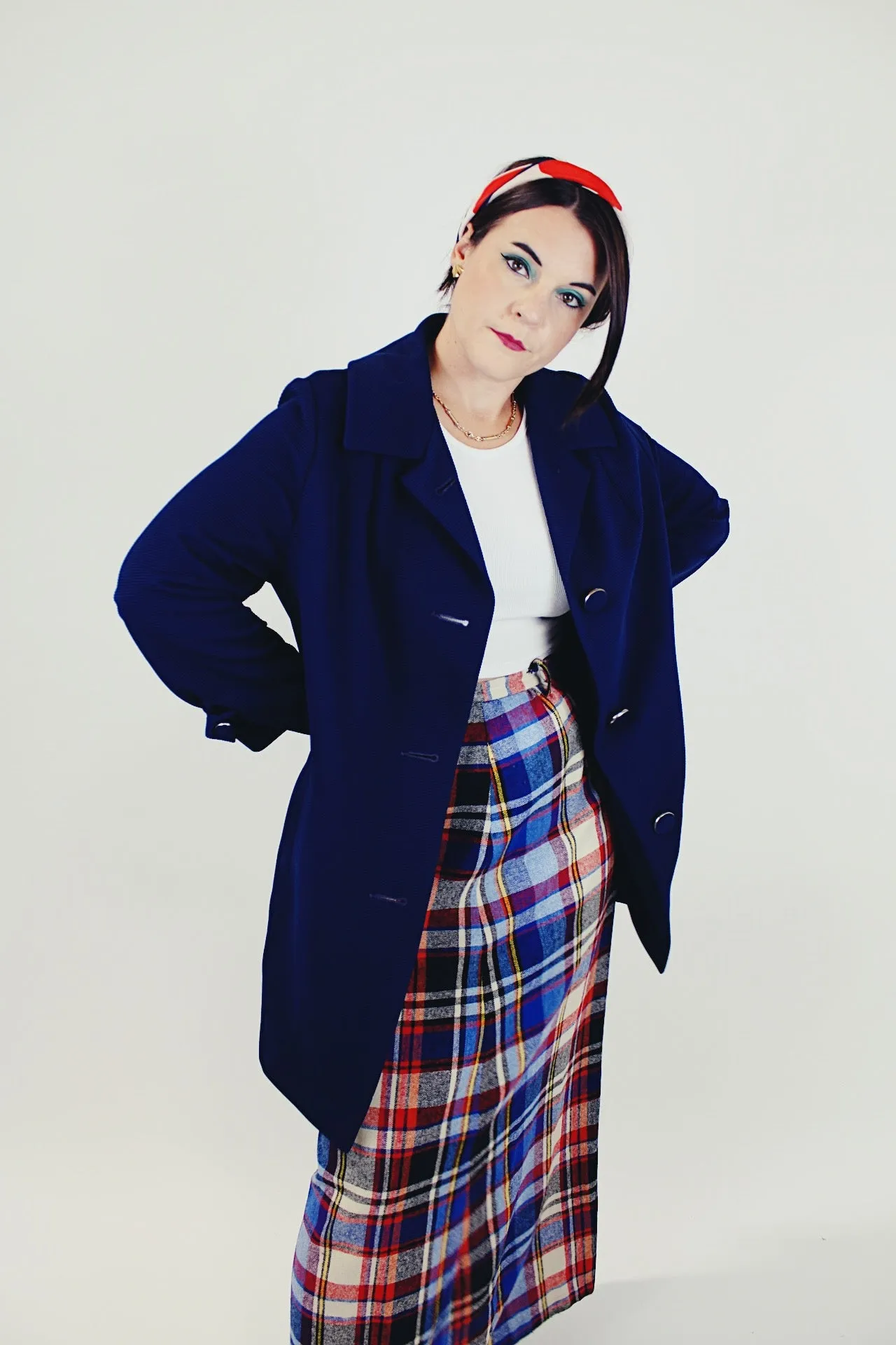 Navy Ribbed Long Coat