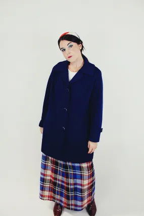 Navy Ribbed Long Coat