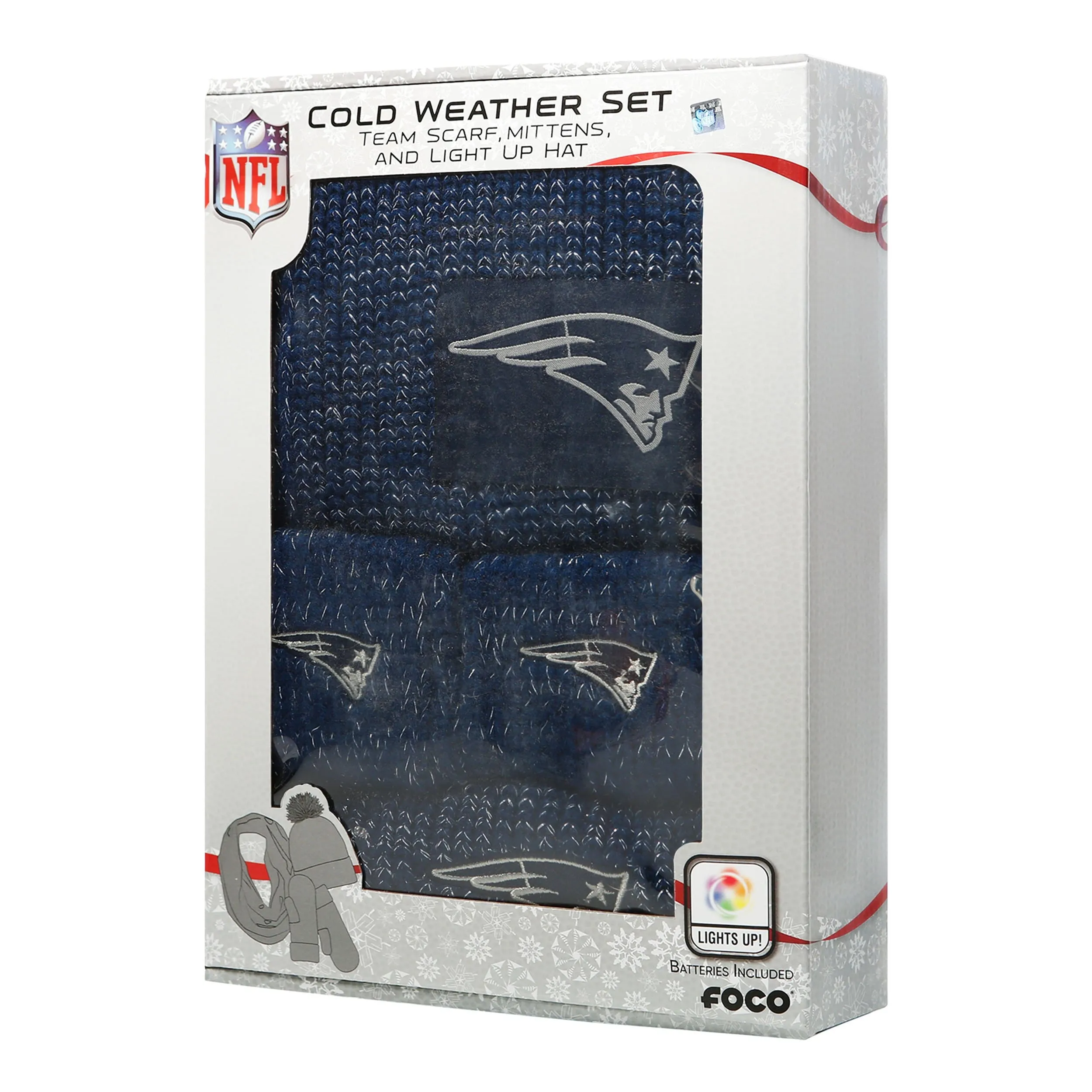 New England Patriots NFL Womens Glitter Knit Cold Weather Set