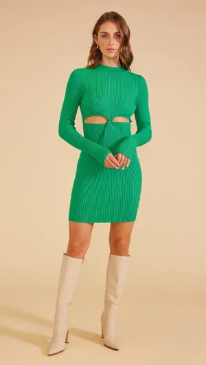 NORA KNIT MINI DRESS - GREEN