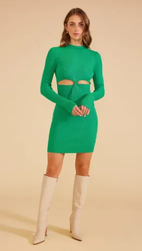 NORA KNIT MINI DRESS - GREEN
