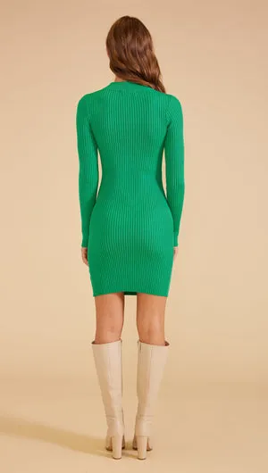 NORA KNIT MINI DRESS - GREEN