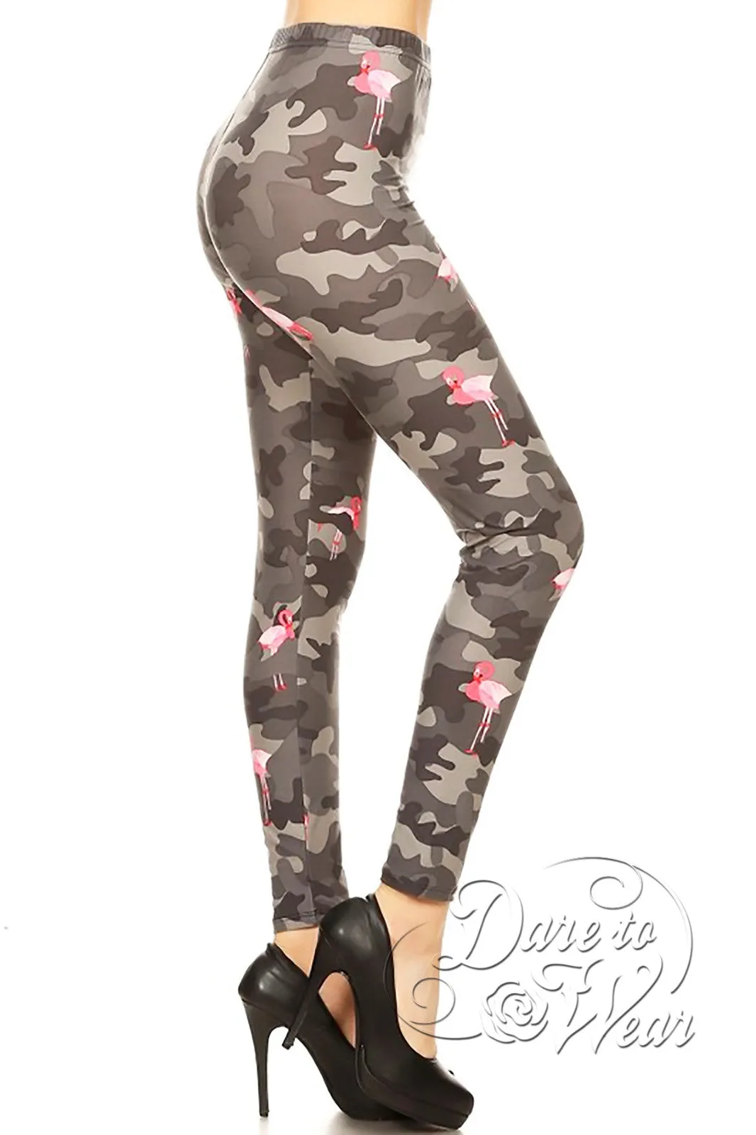Peached Leggings in Camo Flamingo