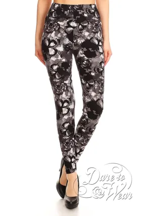 Peached Leggings in Skulls n Roses