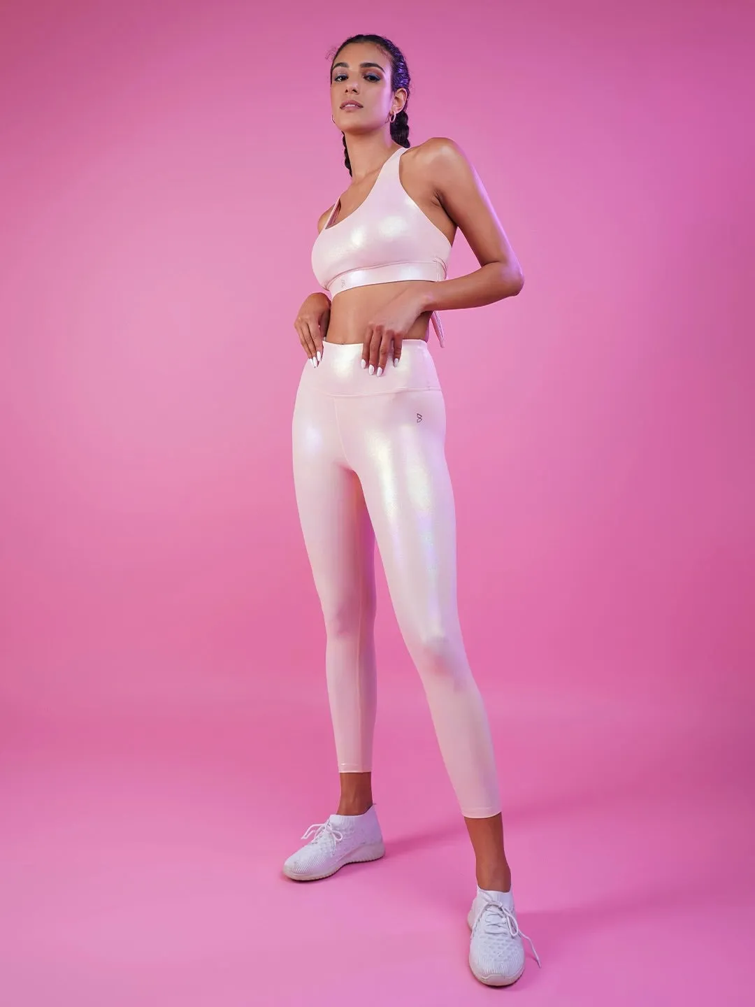 Peachy Pink Holo Leggings