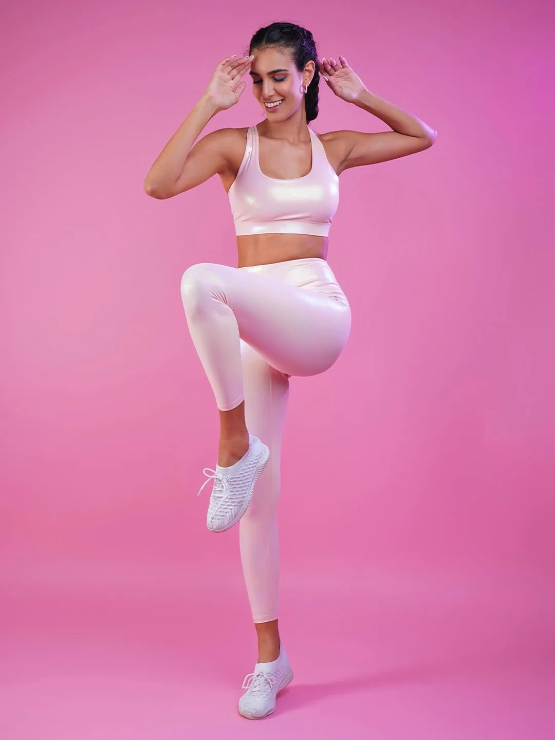 Peachy Pink Holo Leggings
