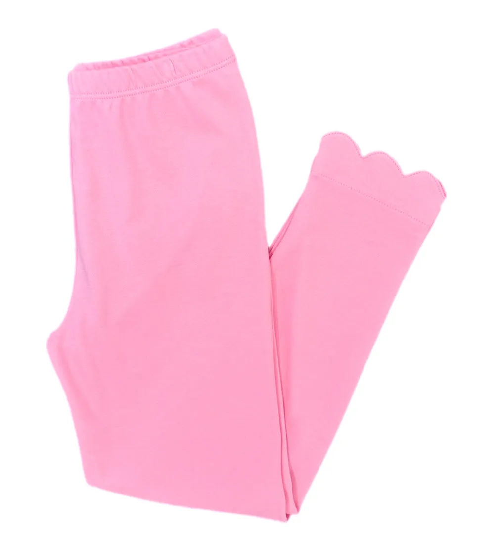 Pink Wreath Scalloped Leggings