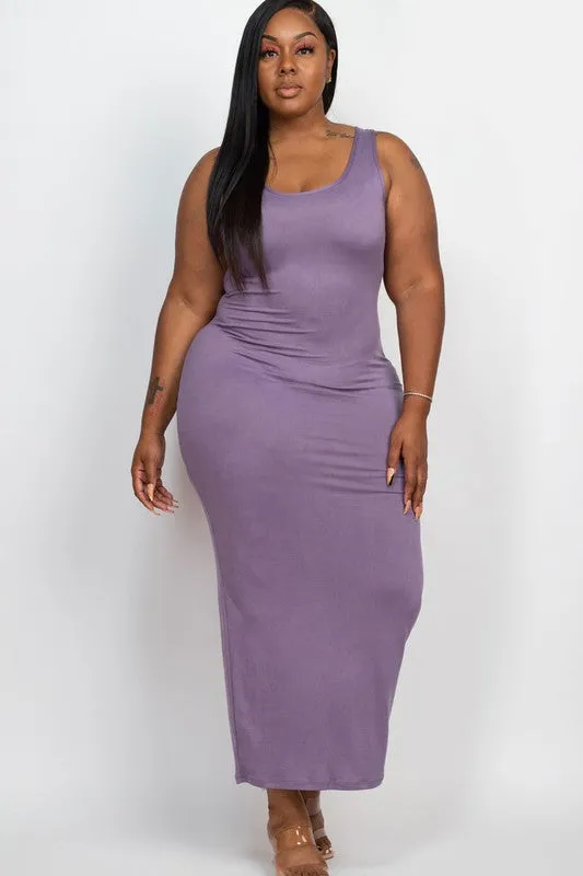 Plus Size Sleeveless Basic Maxi Dress