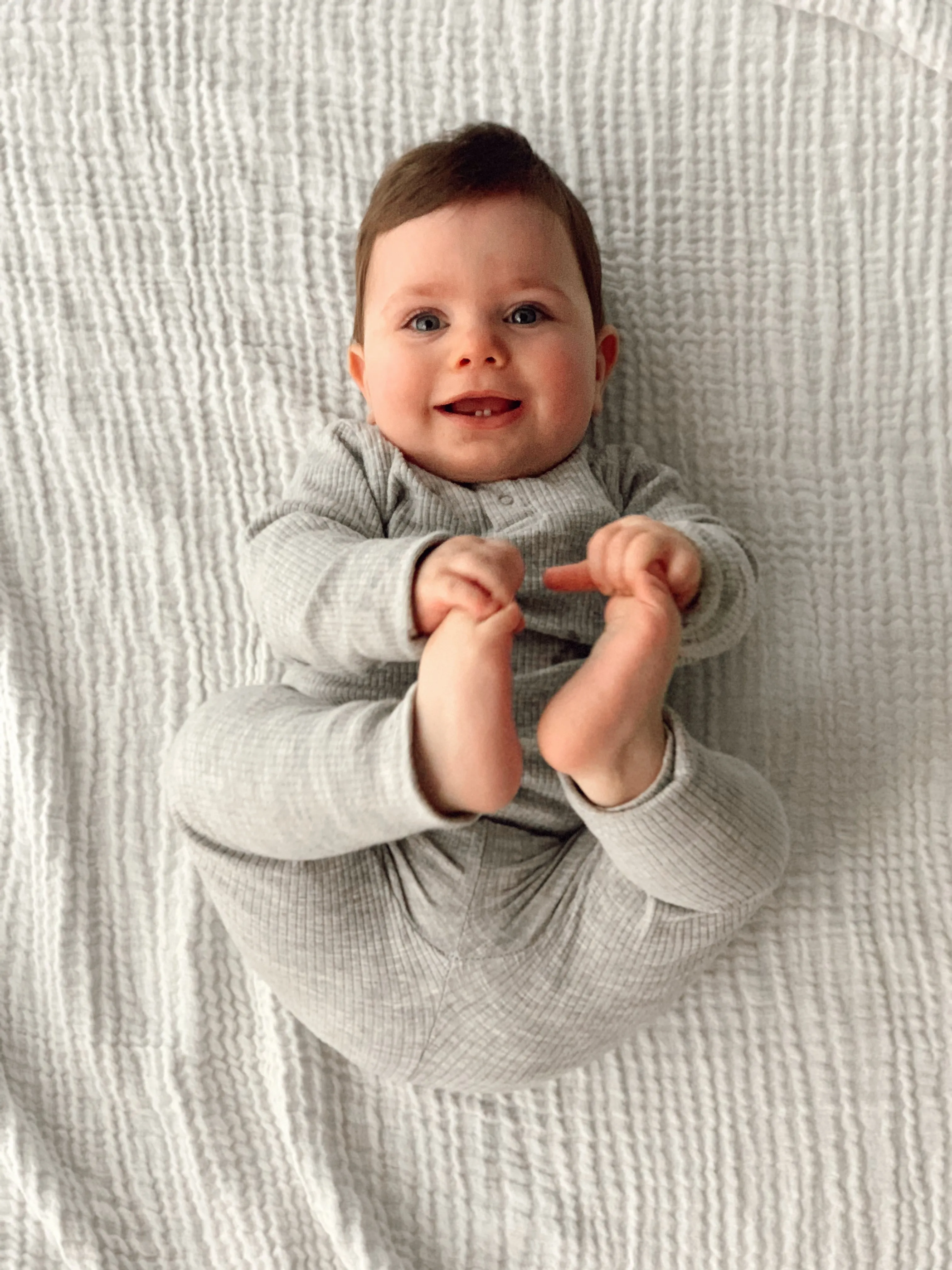 Ponchik Babies   Kids - Cotton Henley - Koala Rib