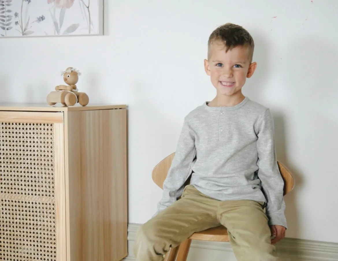 Ponchik Babies   Kids - Cotton Henley - Koala Rib