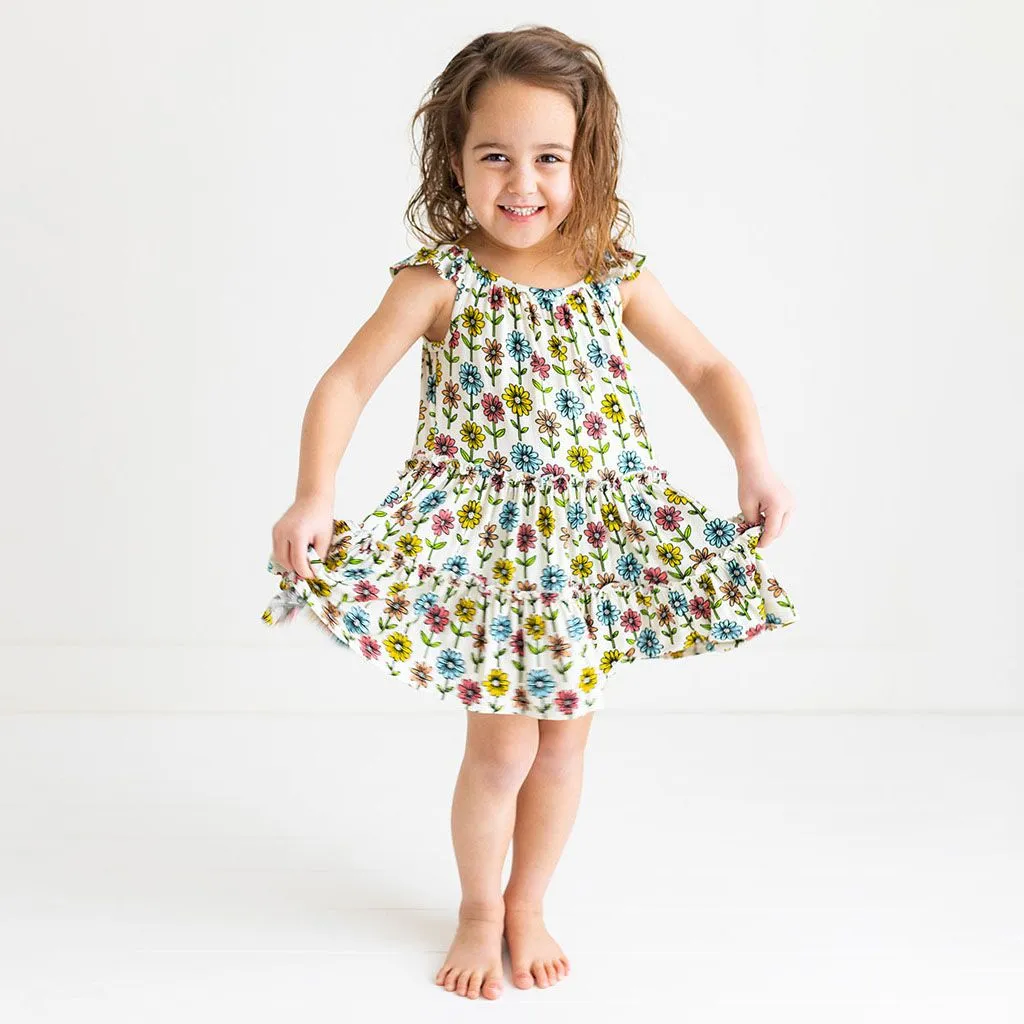 Posh Peanut Flutter Sleeve Tiered Dress ~ Maya Lynn 3-4 Year