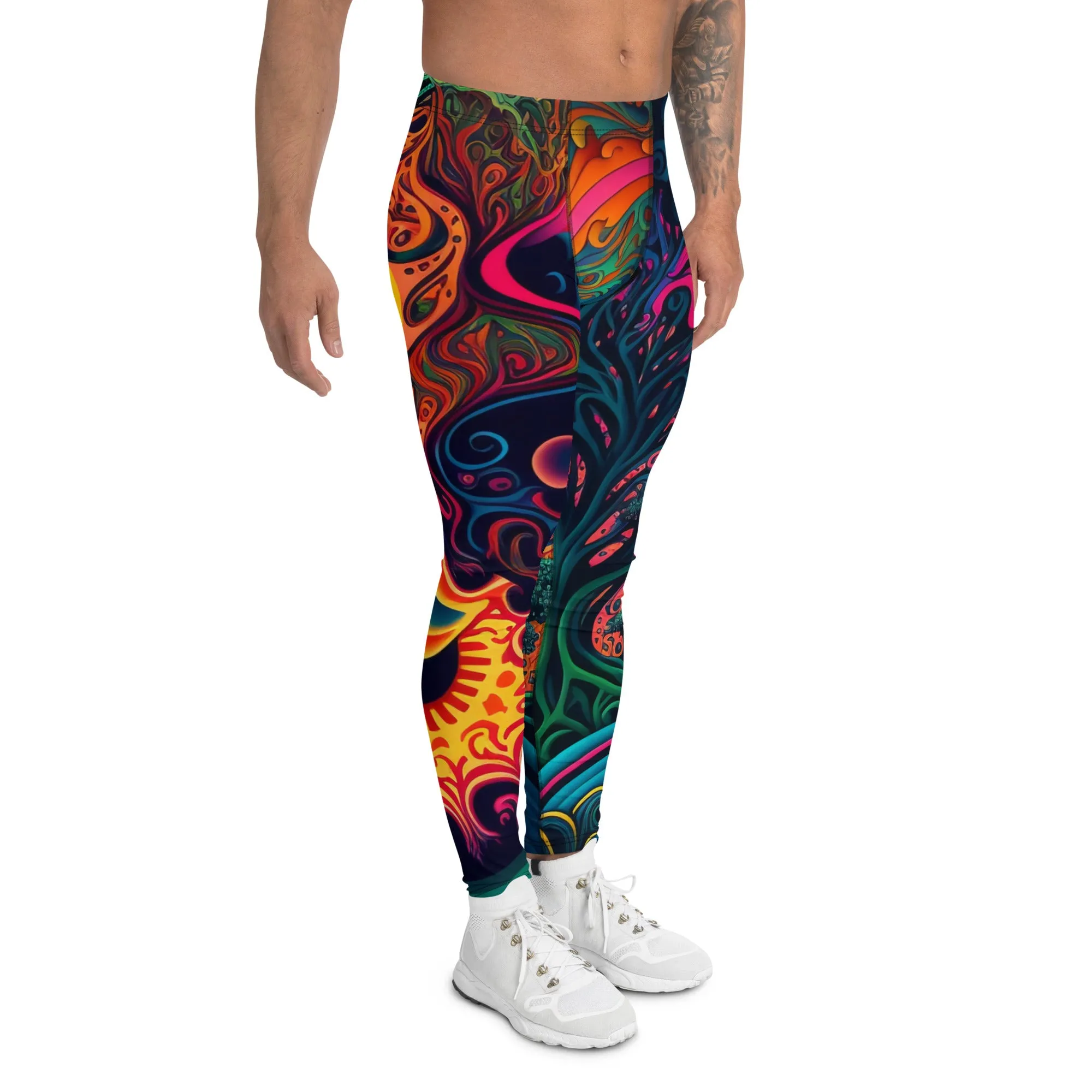 Psychedelic Sunburst Men’s Leggings – Bold, Vibrant, and Uniquely Artistic