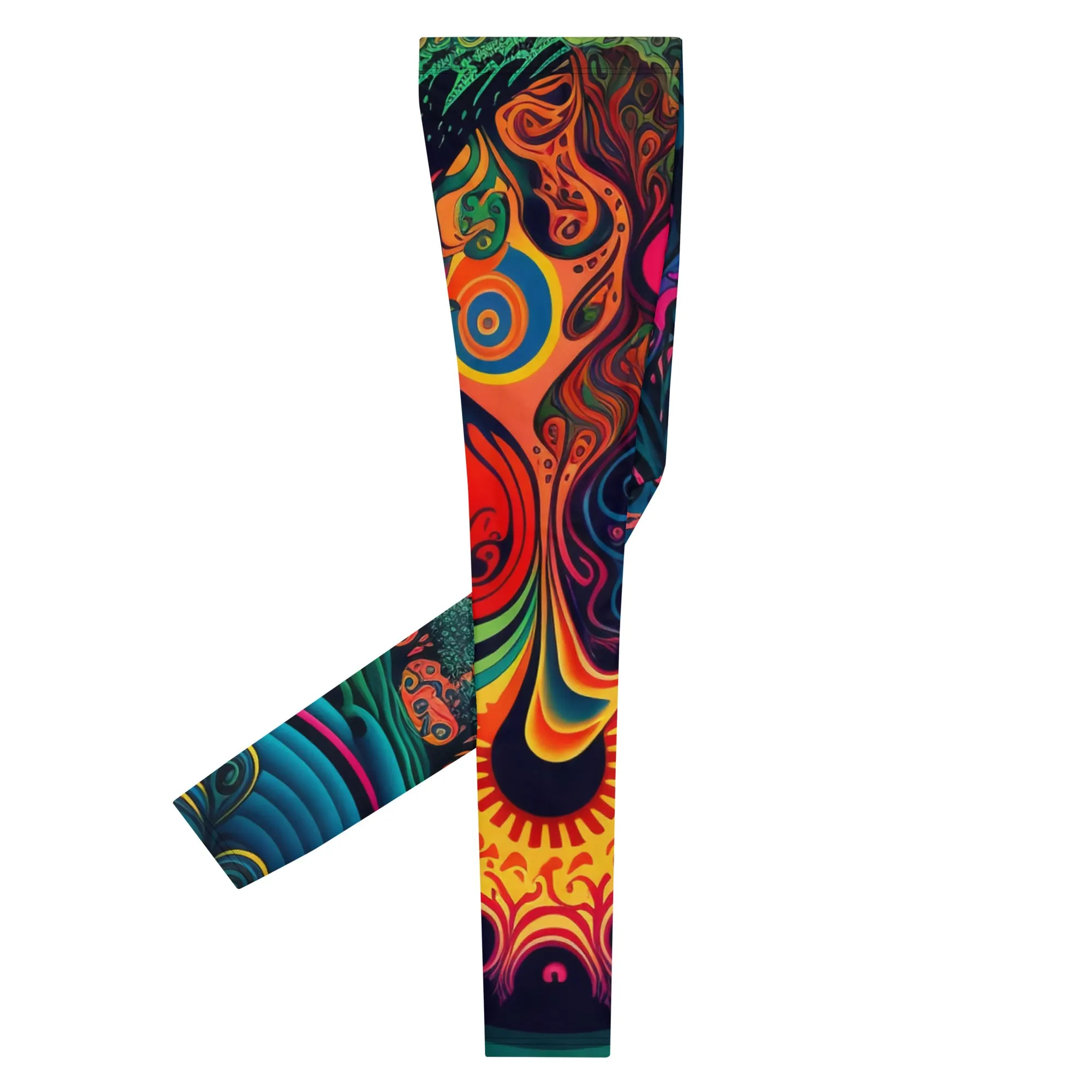 Psychedelic Sunburst Men’s Leggings – Bold, Vibrant, and Uniquely Artistic