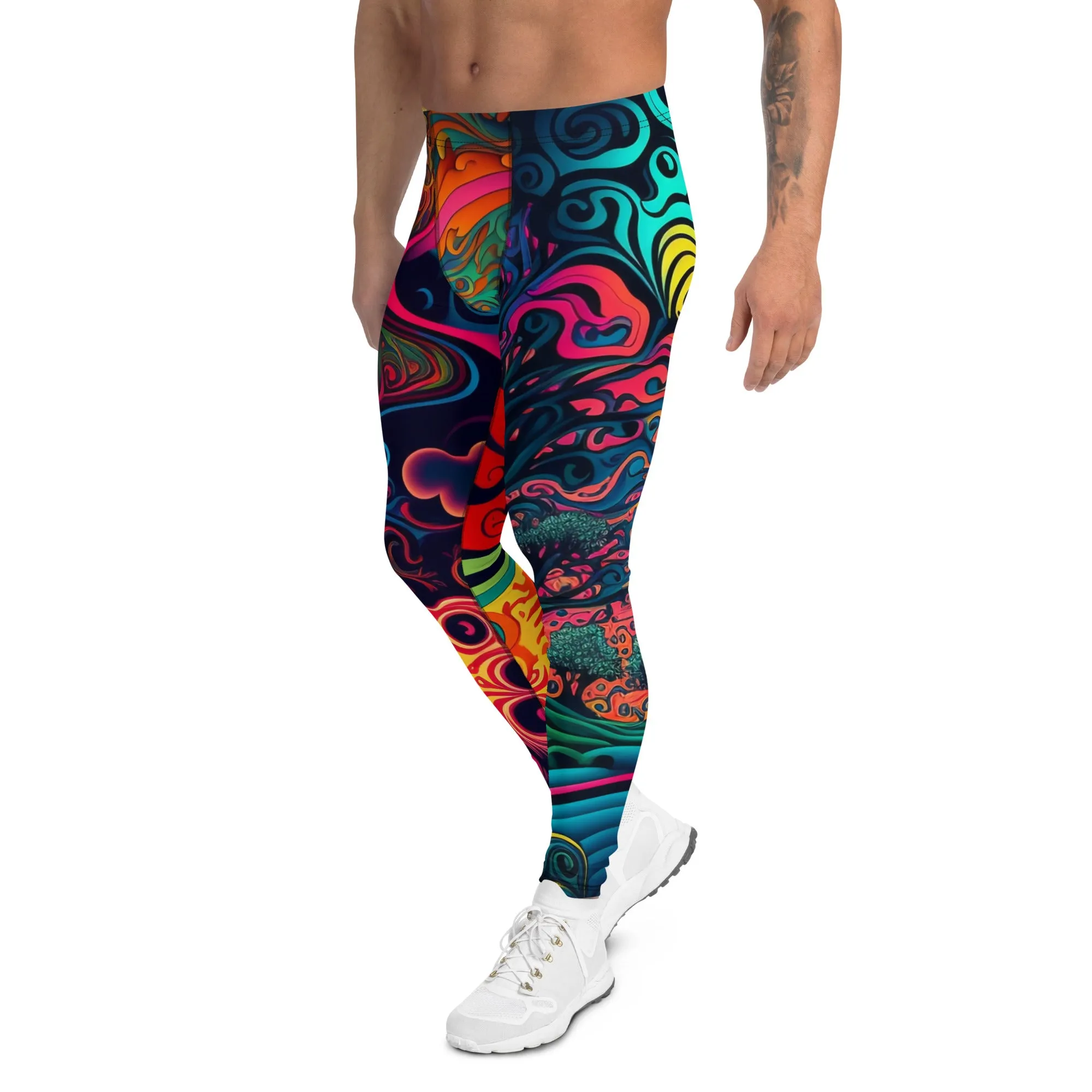 Psychedelic Sunburst Men’s Leggings – Bold, Vibrant, and Uniquely Artistic