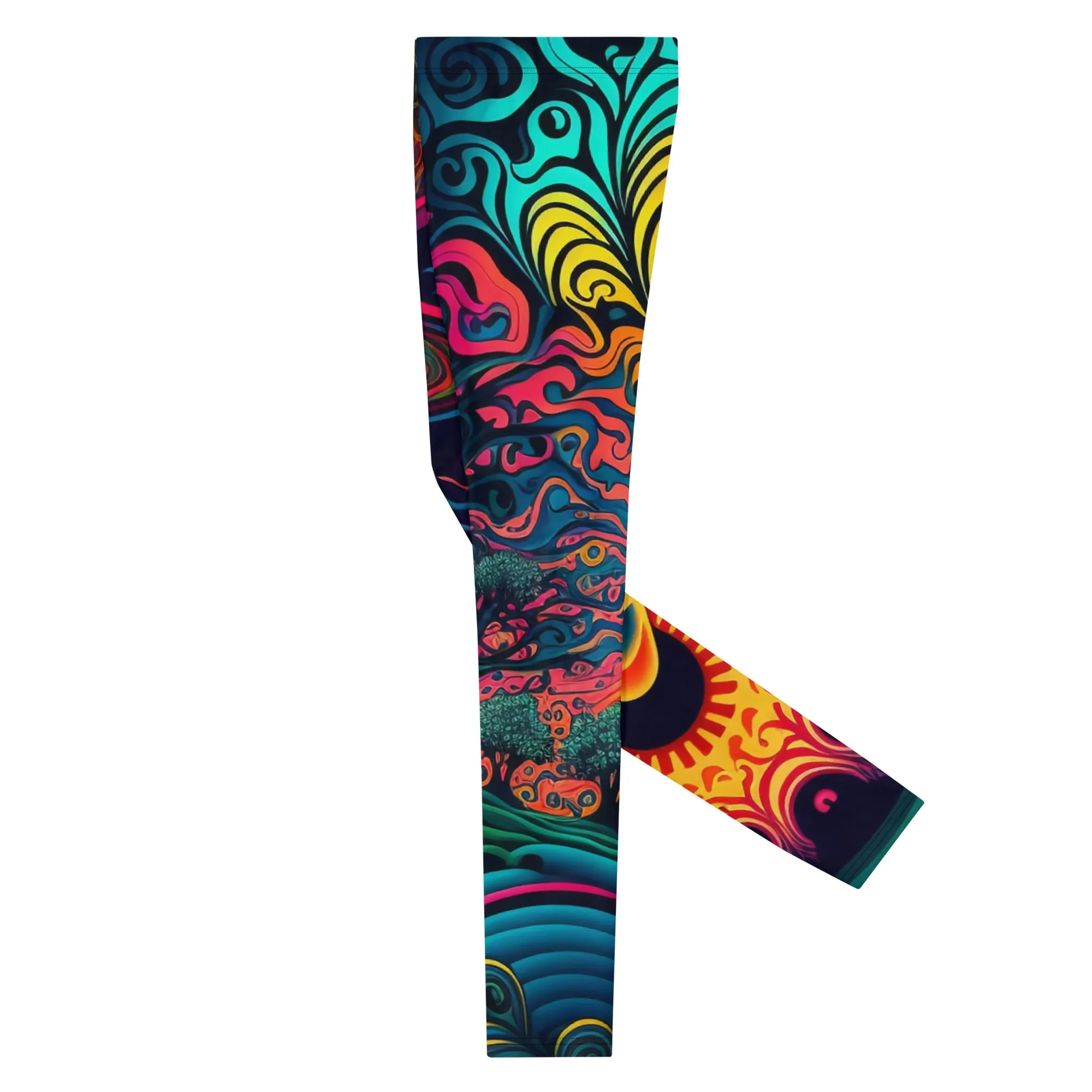 Psychedelic Sunburst Men’s Leggings – Bold, Vibrant, and Uniquely Artistic