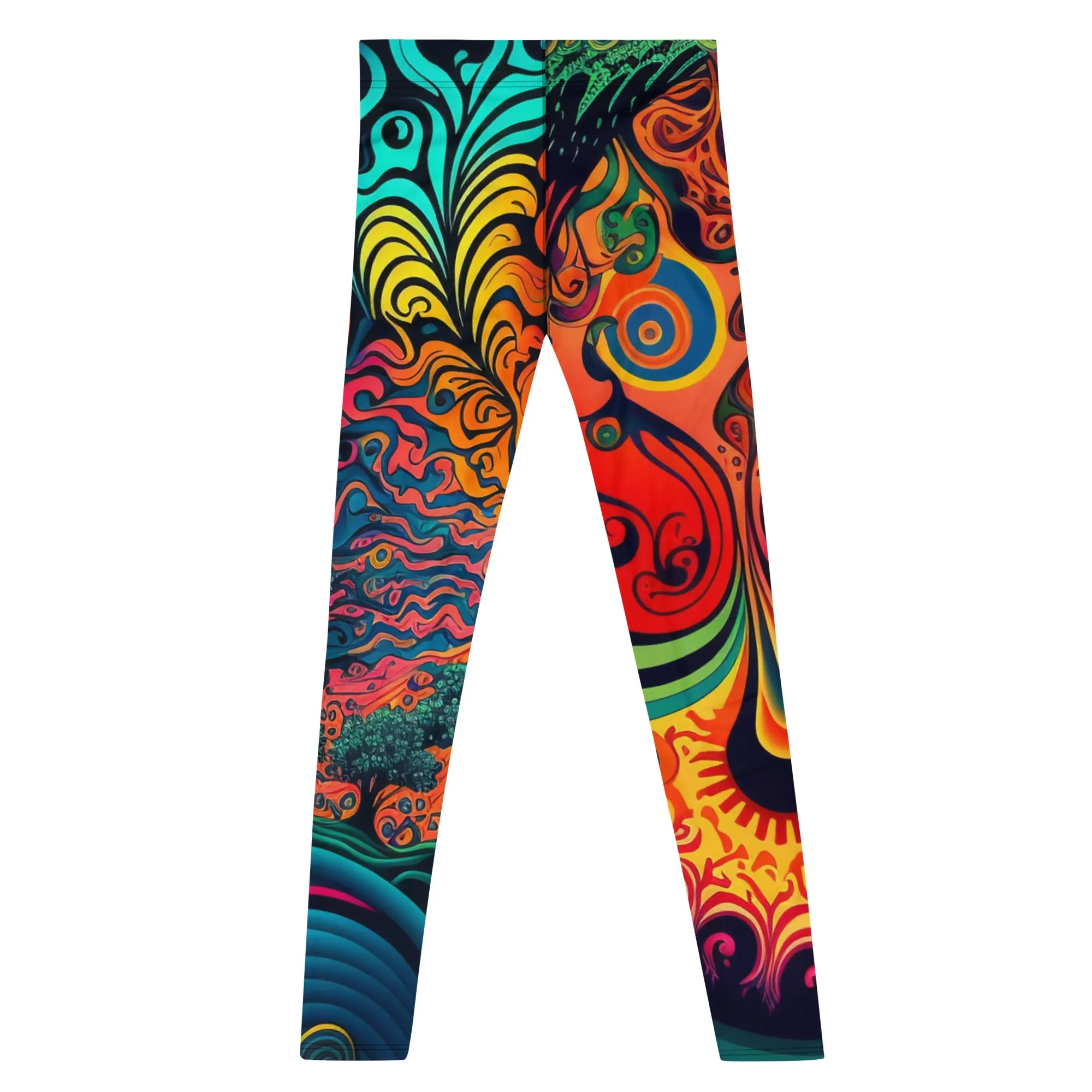 Psychedelic Sunburst Men’s Leggings – Bold, Vibrant, and Uniquely Artistic