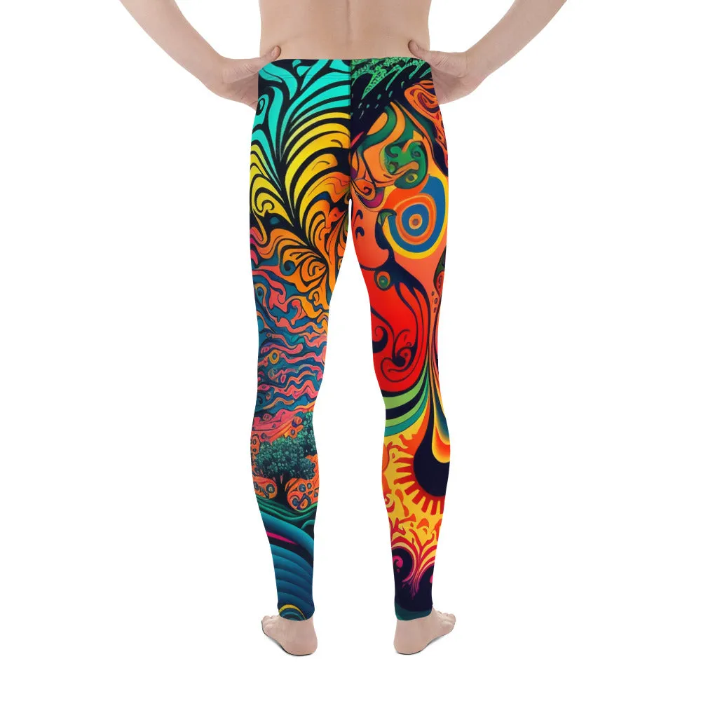 Psychedelic Sunburst Men’s Leggings – Bold, Vibrant, and Uniquely Artistic