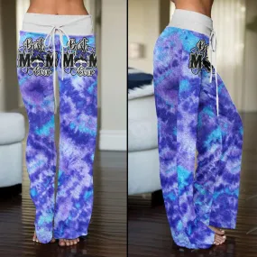 Purple Blue Rainbow Skull Mom High-waisted Wide Leg Pants