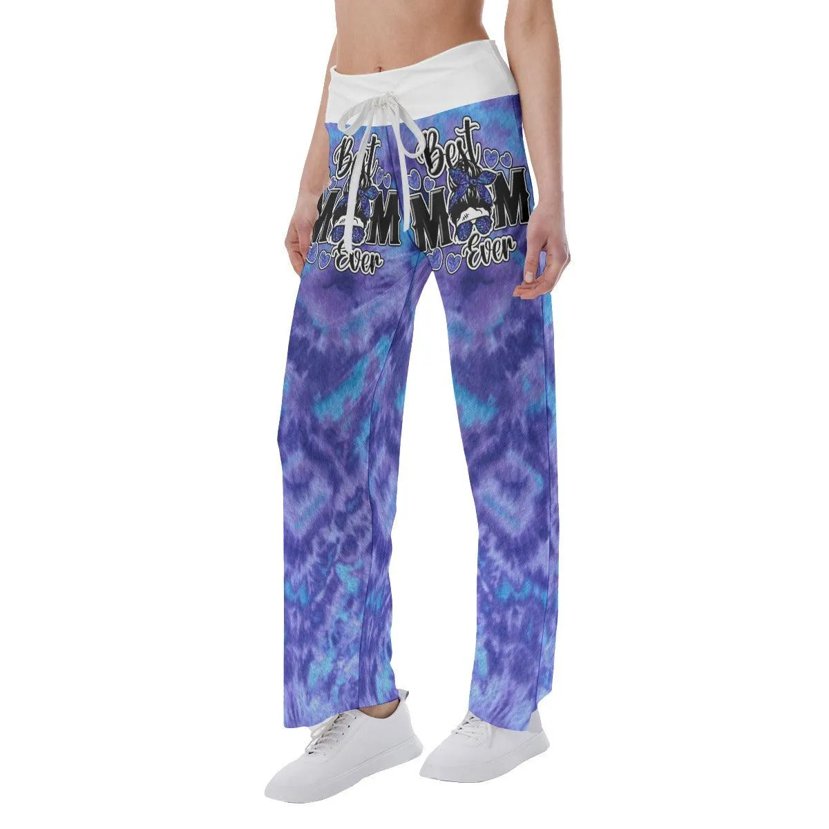 Purple Blue Rainbow Skull Mom High-waisted Wide Leg Pants