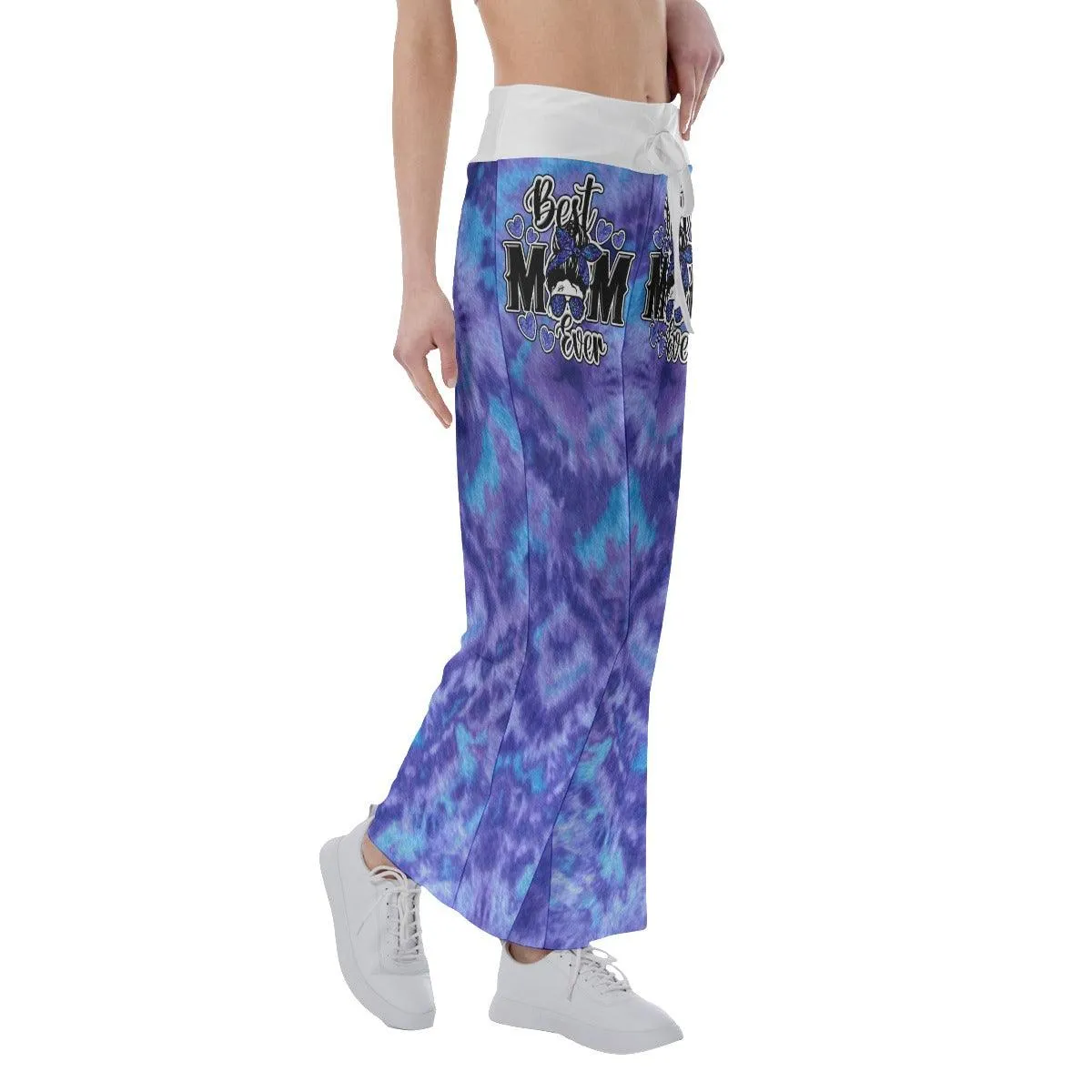 Purple Blue Rainbow Skull Mom High-waisted Wide Leg Pants