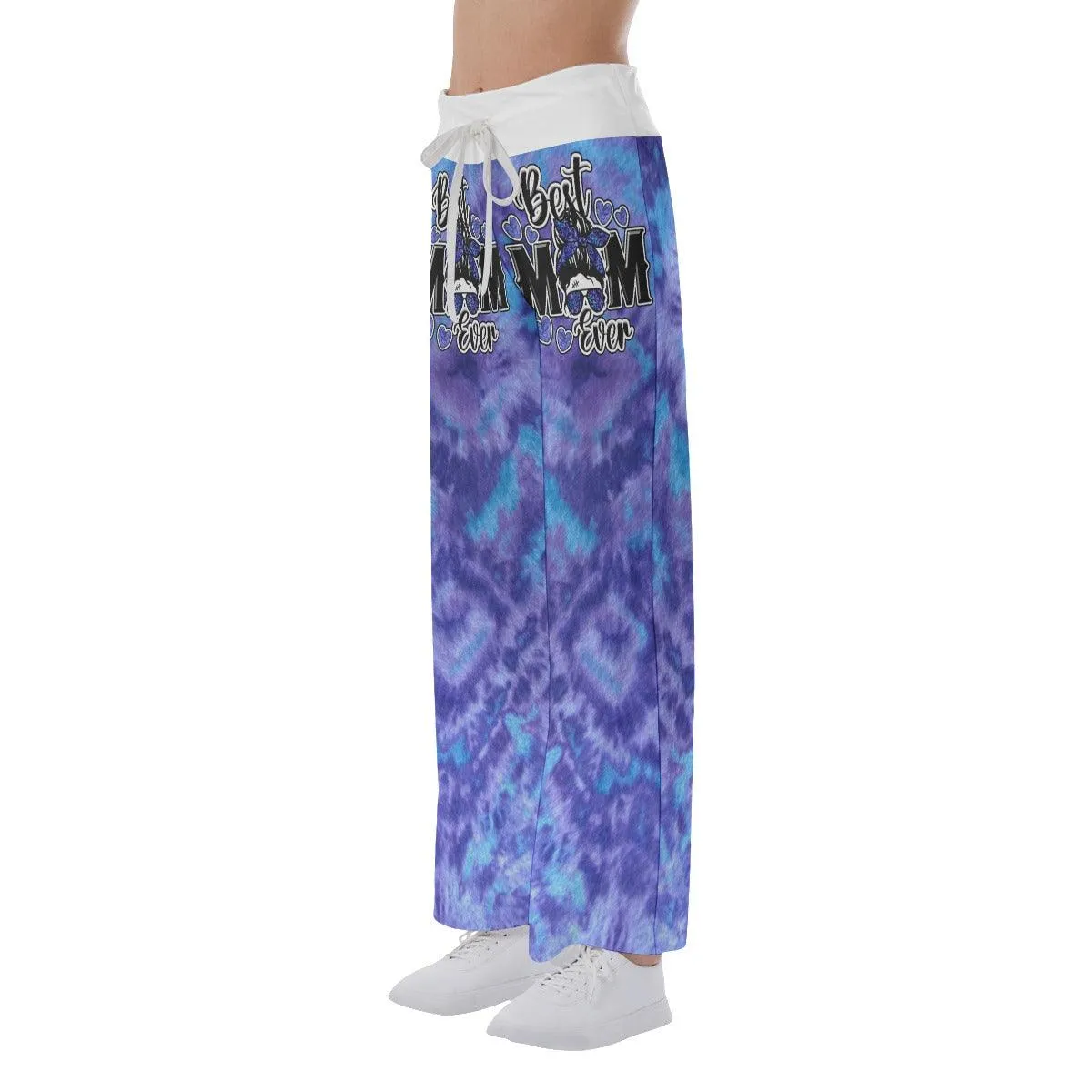 Purple Blue Rainbow Skull Mom High-waisted Wide Leg Pants