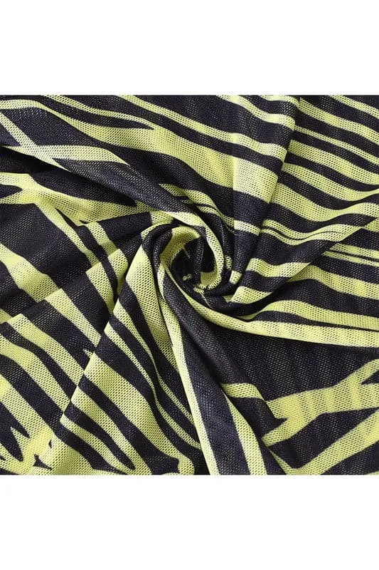 PY370 Leaves Printed Mesh Leggings