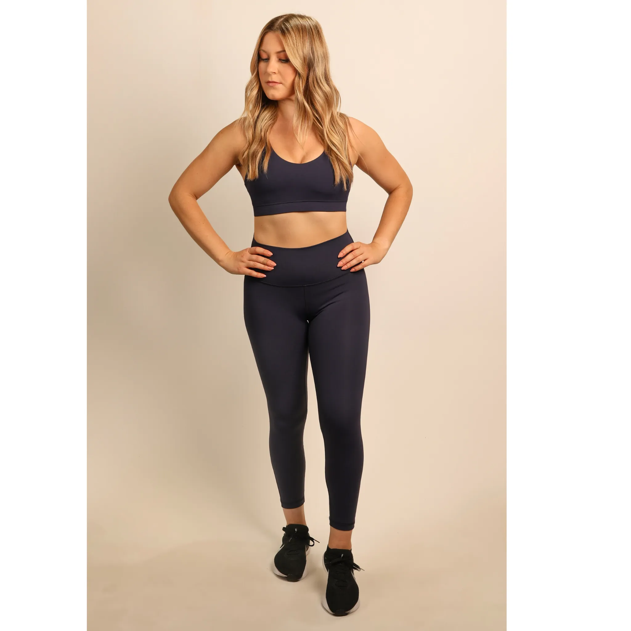 Quoia Be Your Strength High-Waist Leggings In Navy