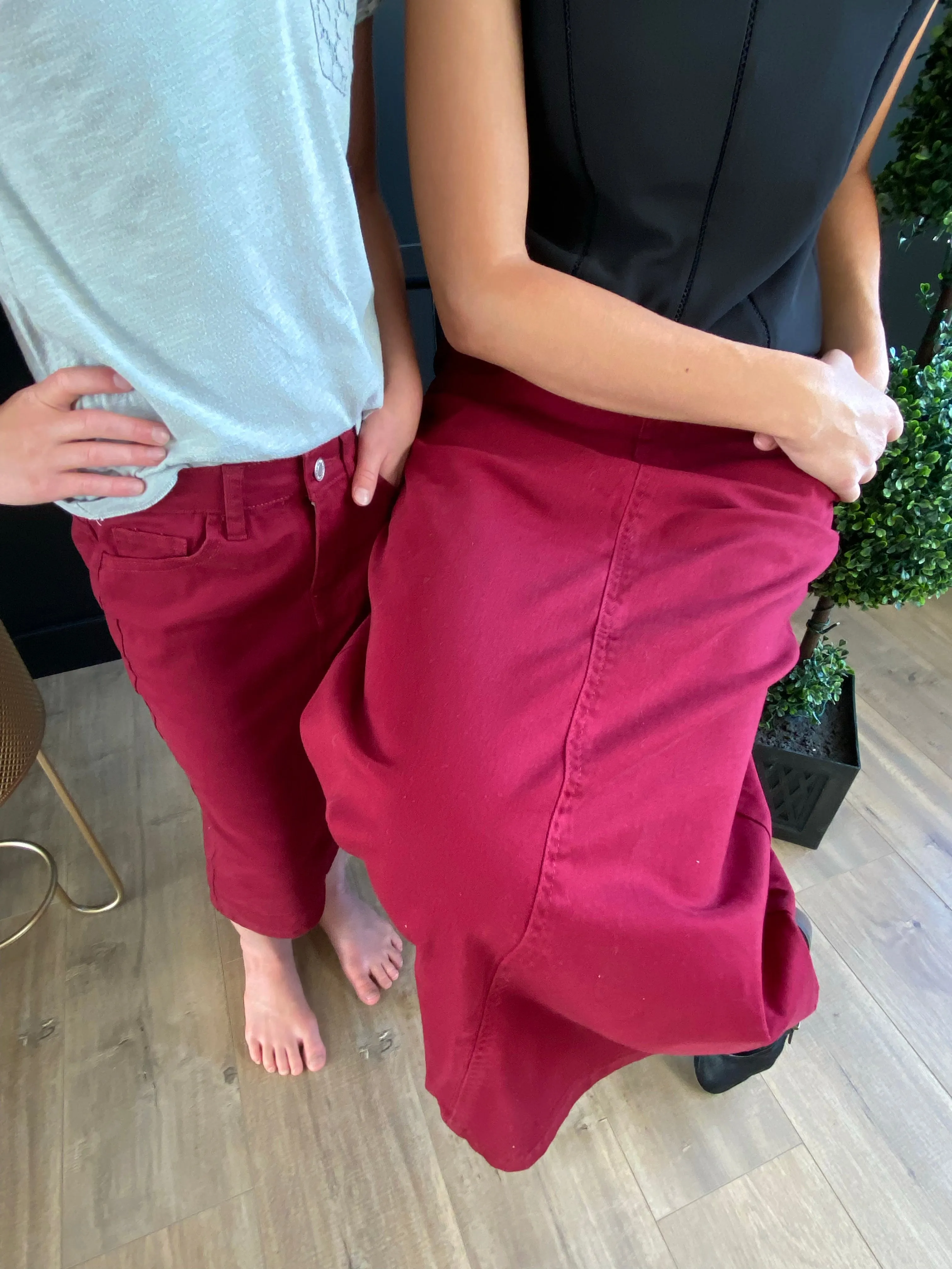 "Natalie" in Wine Girls Mid Length Skirt - CLEARANCE