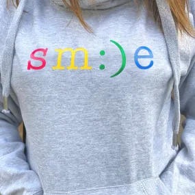Rainbow Smile Embroidered Cowl Neck Hoodie