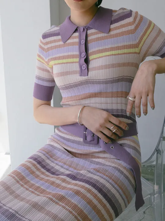 Rib Knit Half Sleeves Dress