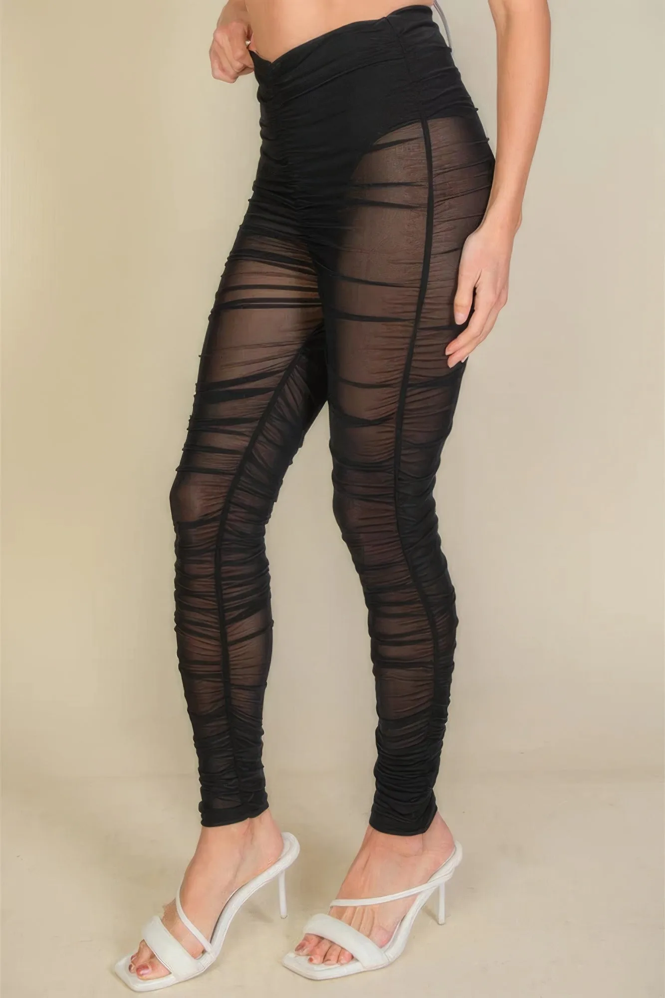 Ruched Mesh Leggings