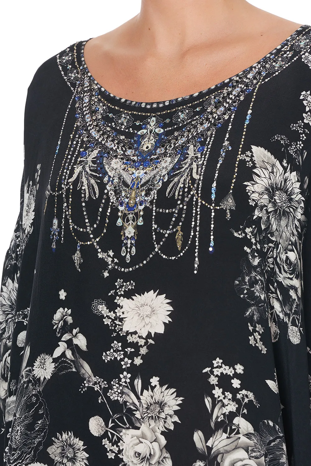 SCOOP BACK HEM DRESS MOONSHINE BLOOM