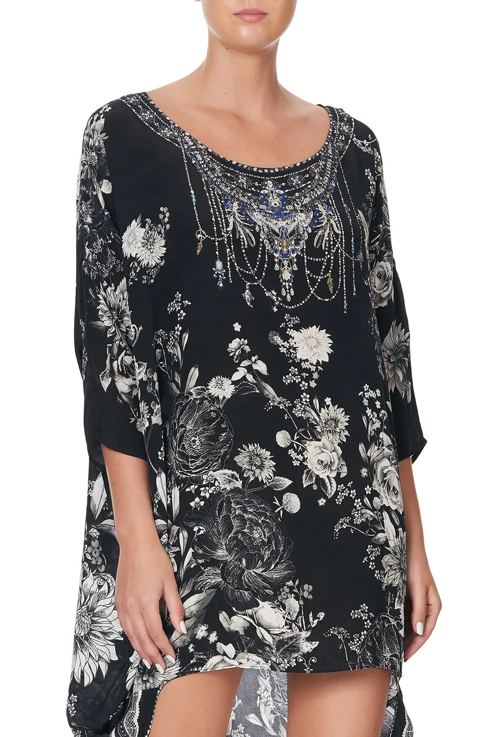 SCOOP BACK HEM DRESS MOONSHINE BLOOM