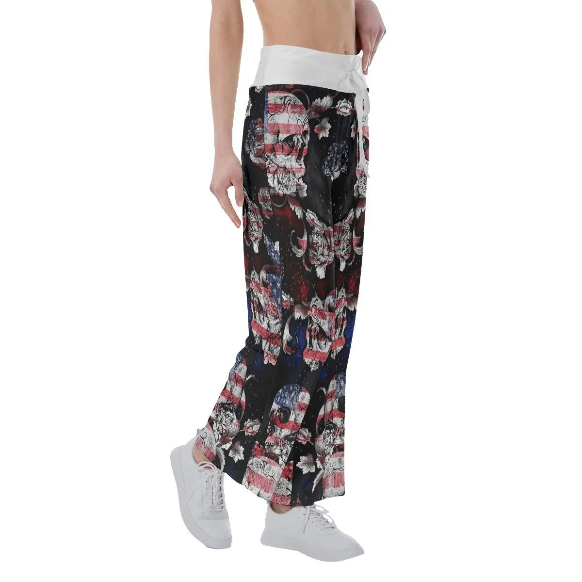 Skull Flag 3D High-waisted Wide Leg Pants