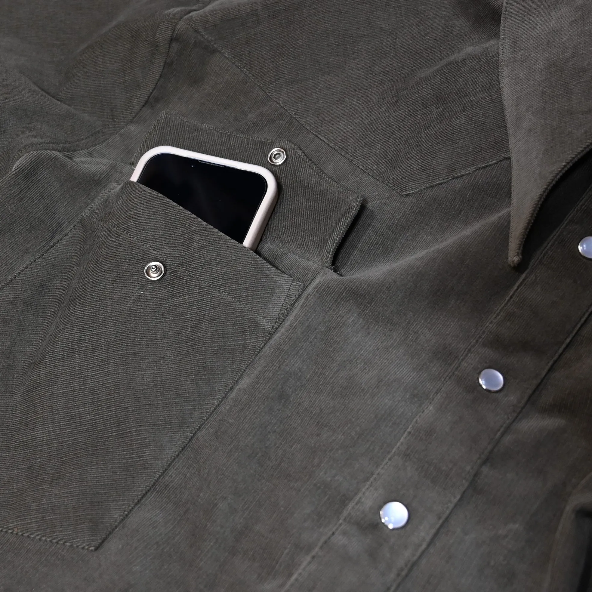 Sleeve Reaper Men's Shirt in Green Corduroy