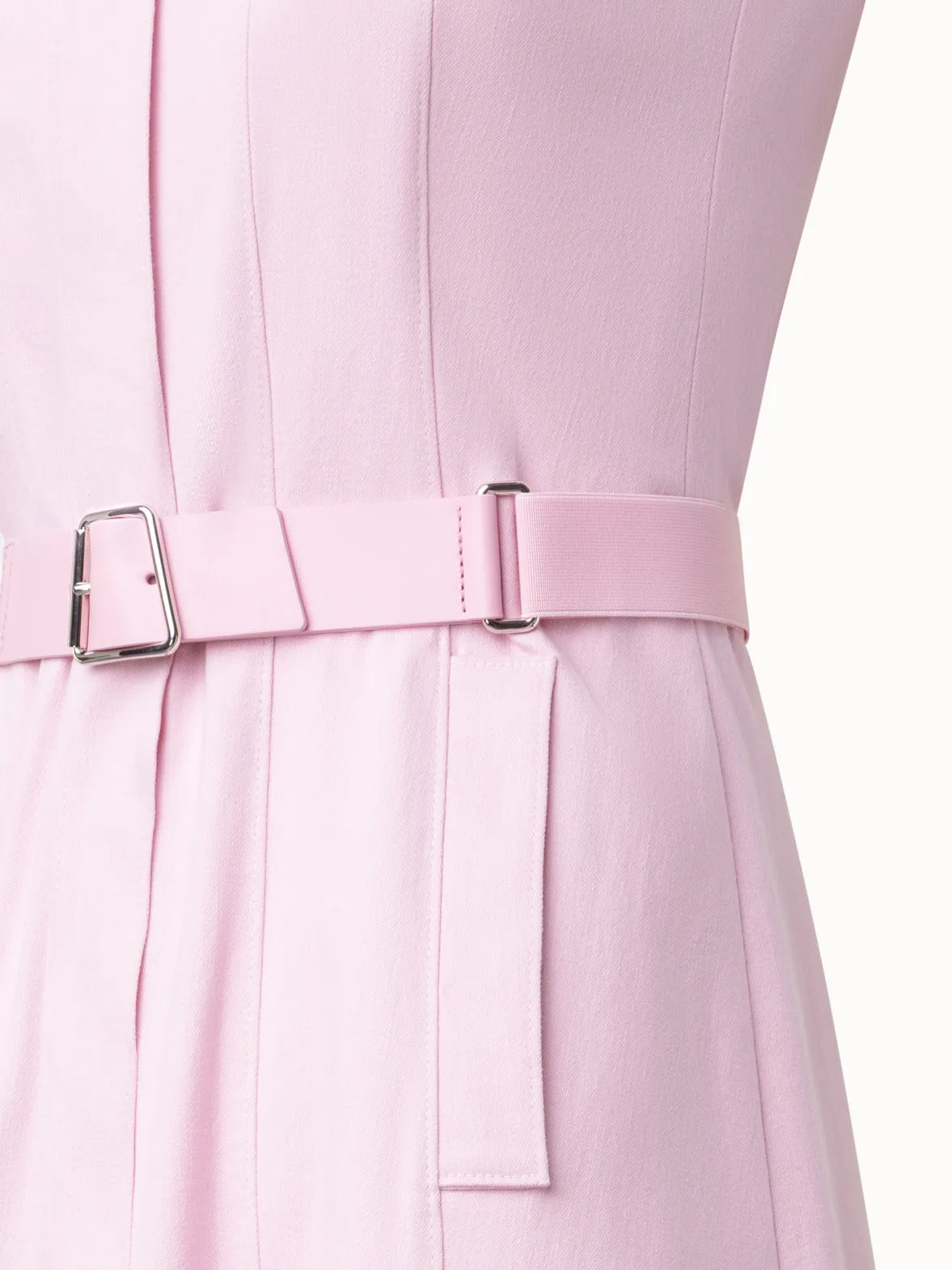 Sleeveless Cotton Denim Midi Shirt Dress