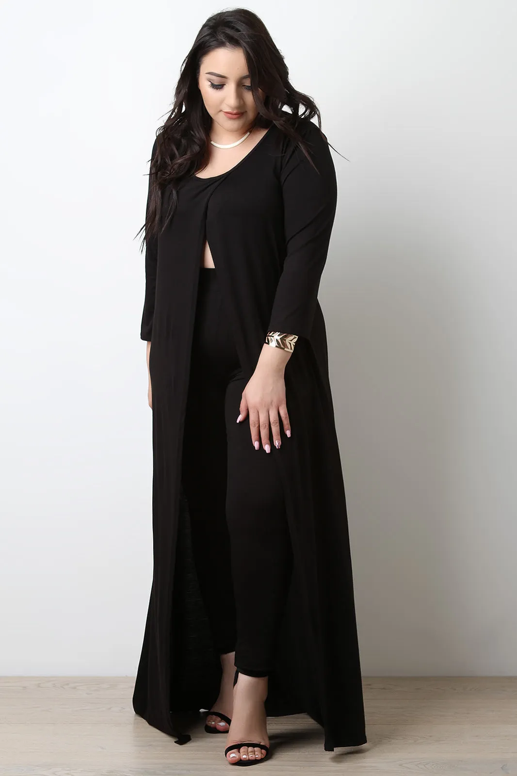 Solid Jersey Knit Wide Waistband Leggings