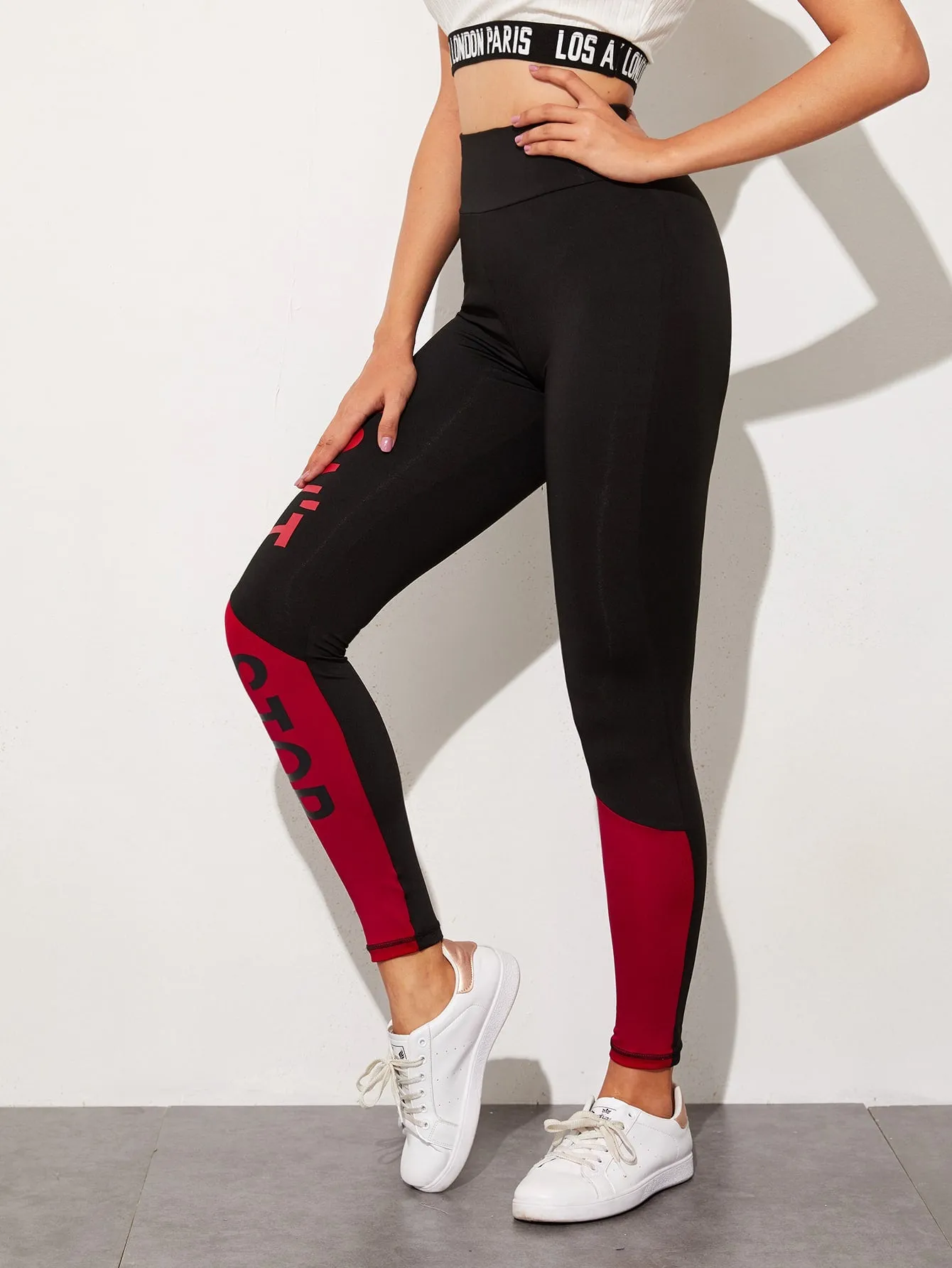 Sporty Slogan Cropped Women Leggings