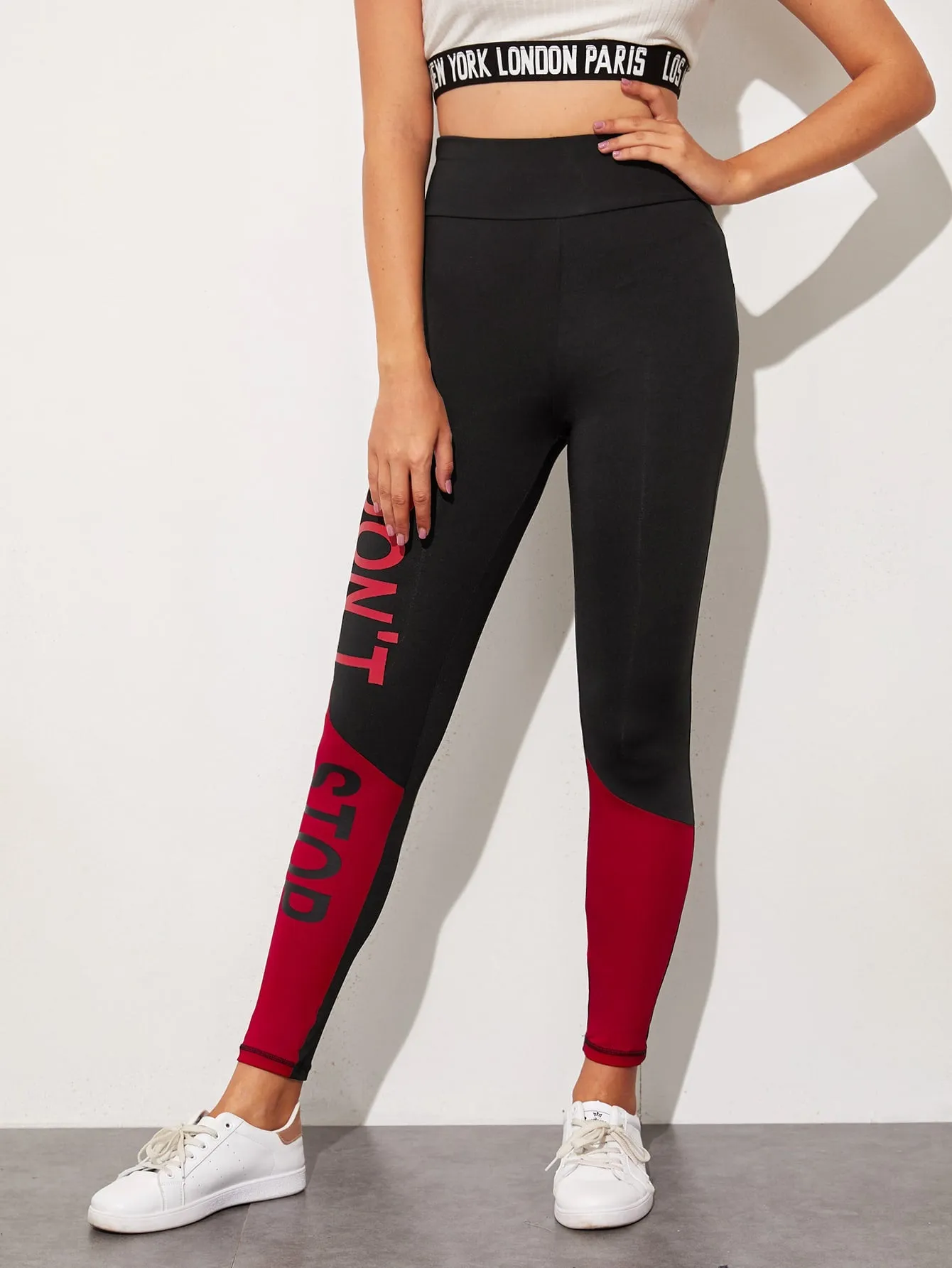 Sporty Slogan Cropped Women Leggings
