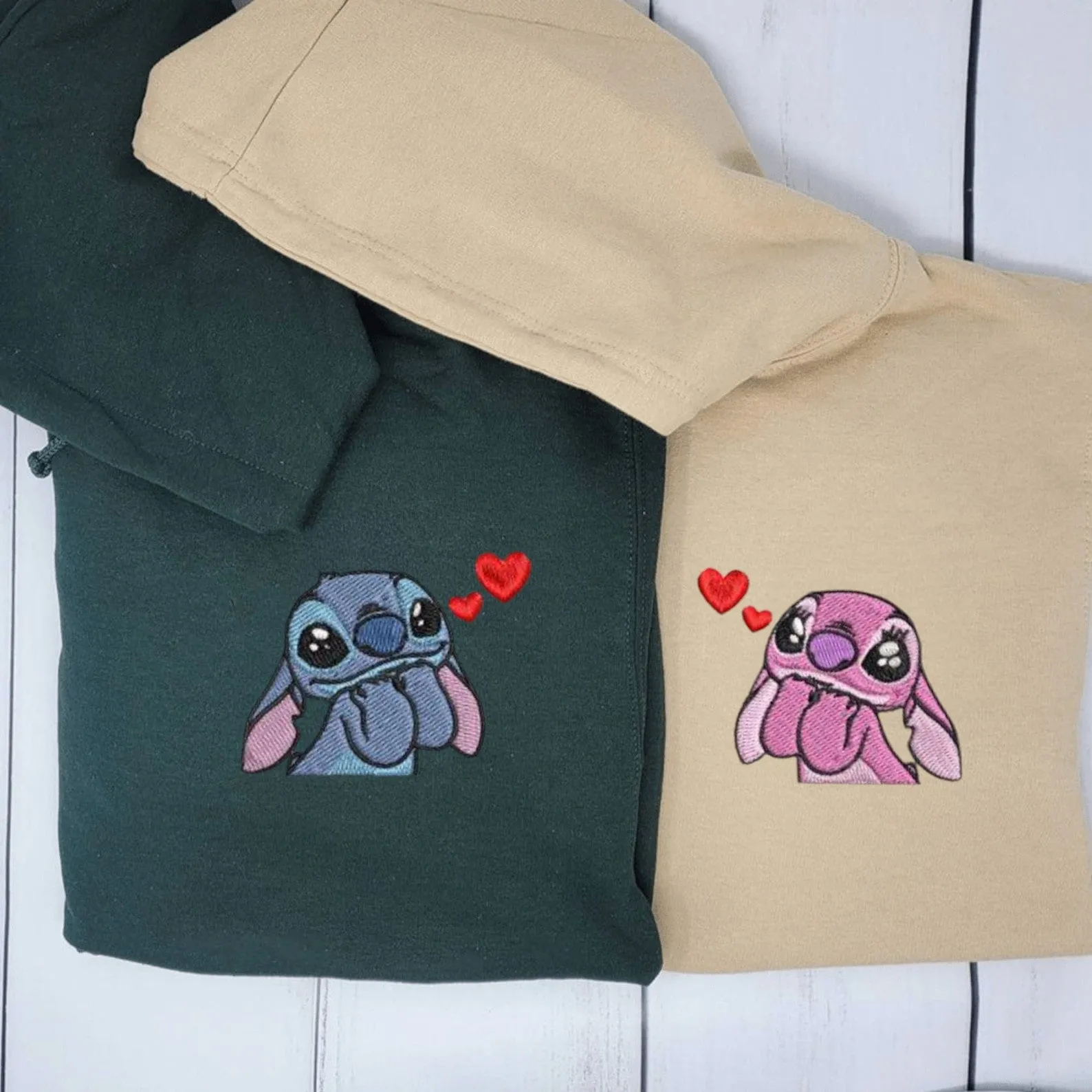 Stitch x Angel Matching Couple Hoodies – Custom Cute Sweatshirts for Couples