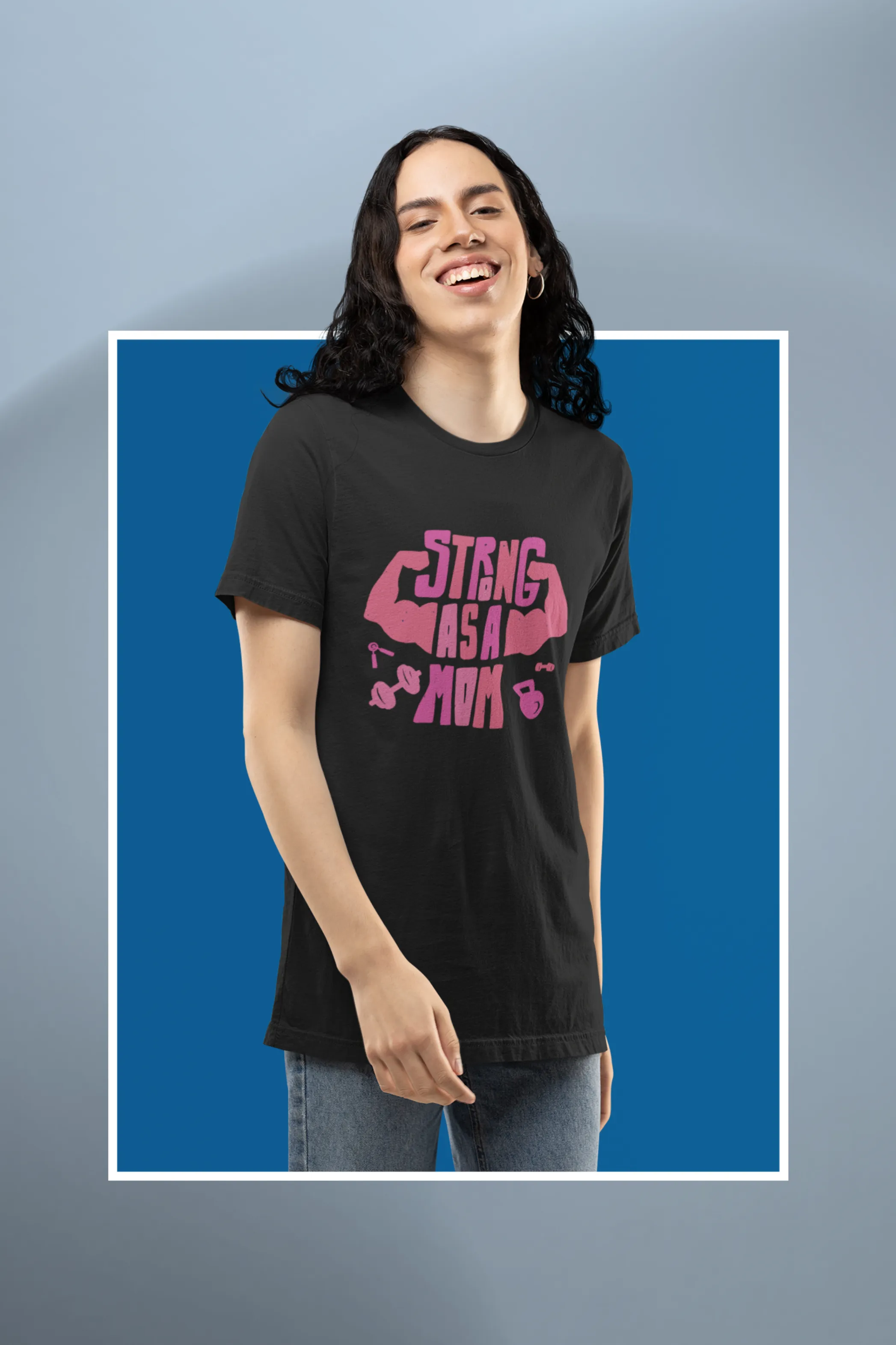 Strong Mom Gym Printed Oversized T-shirt for women