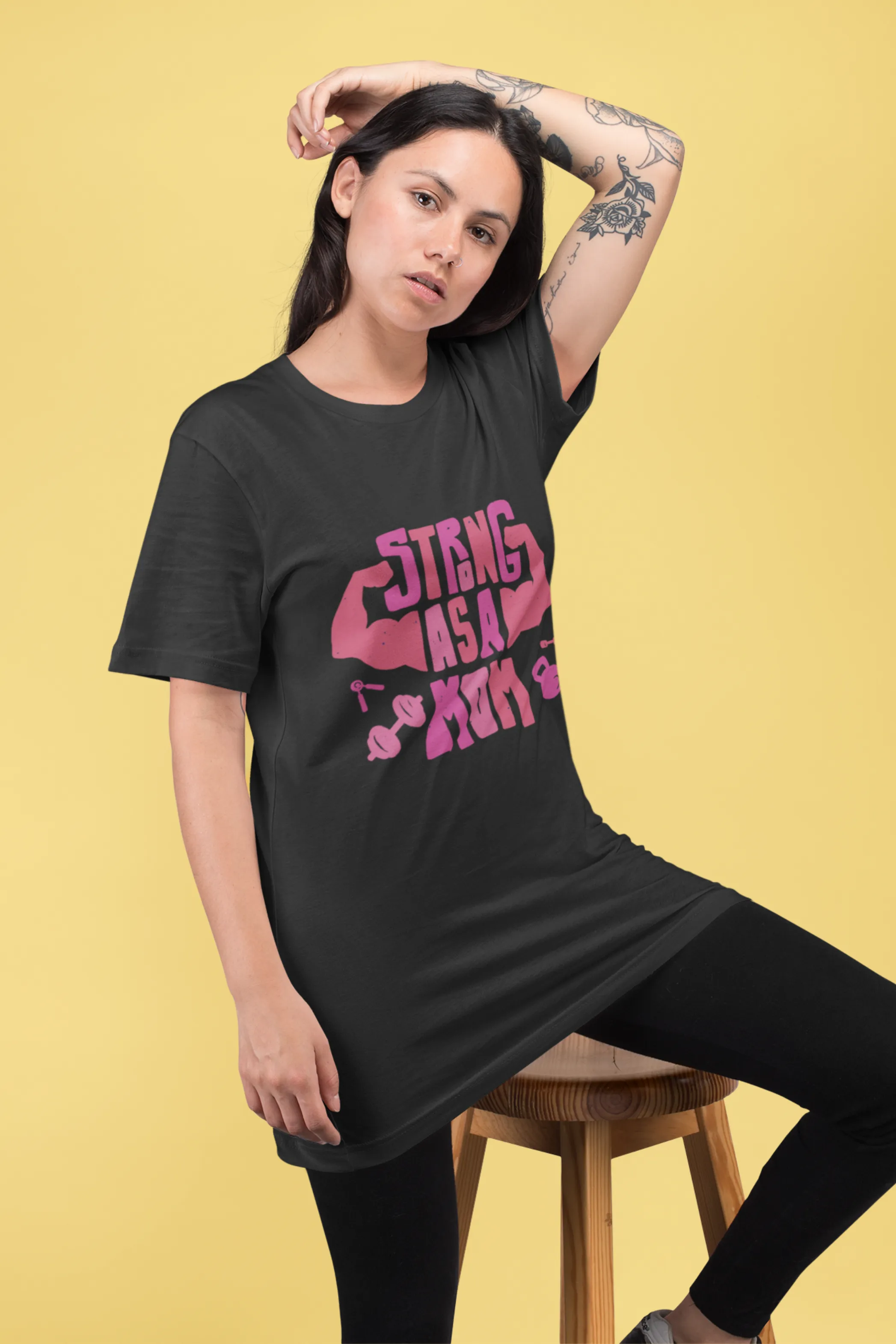 Strong Mom Gym Printed Oversized T-shirt for women