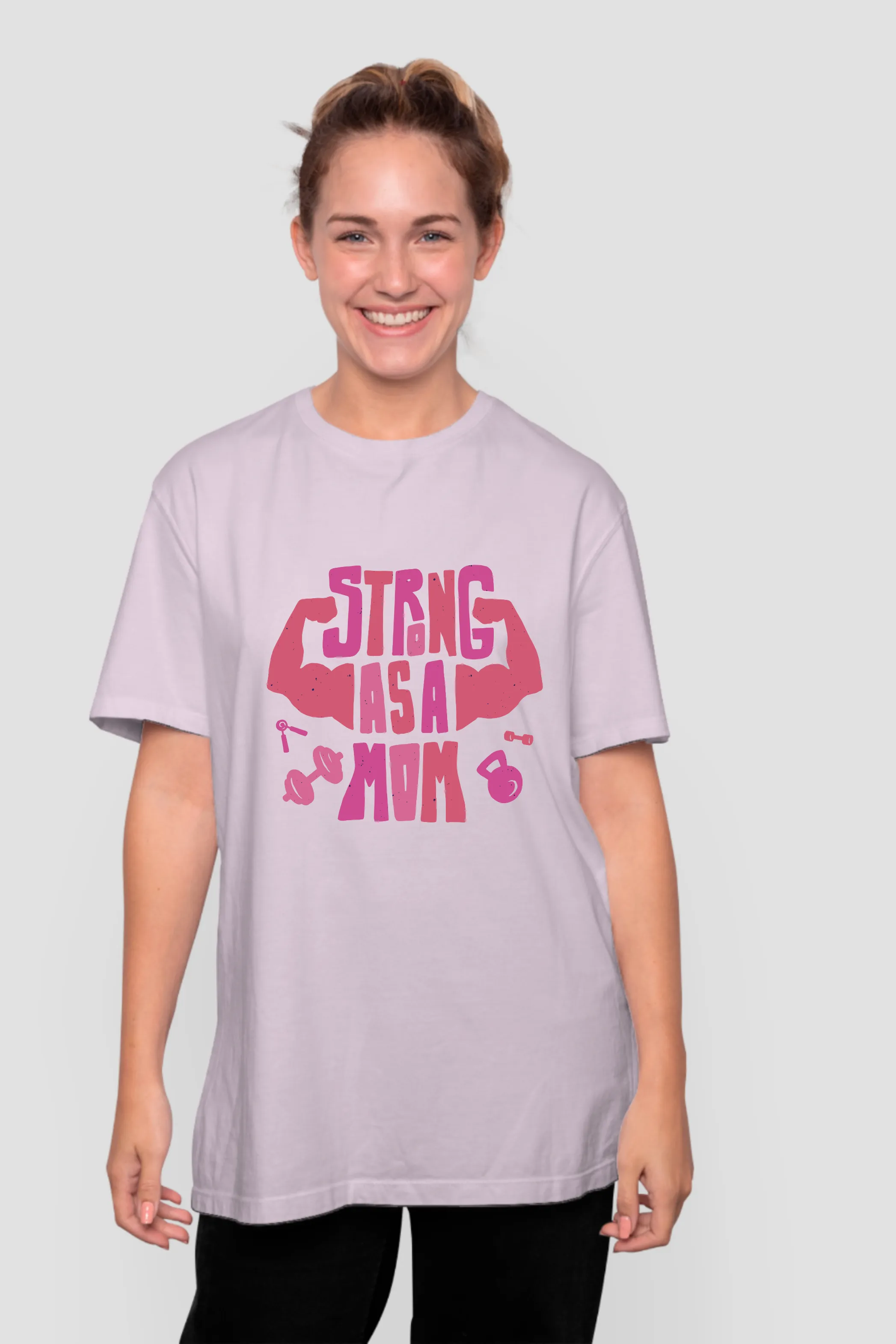 Strong Mom Gym Printed Oversized T-shirt for women