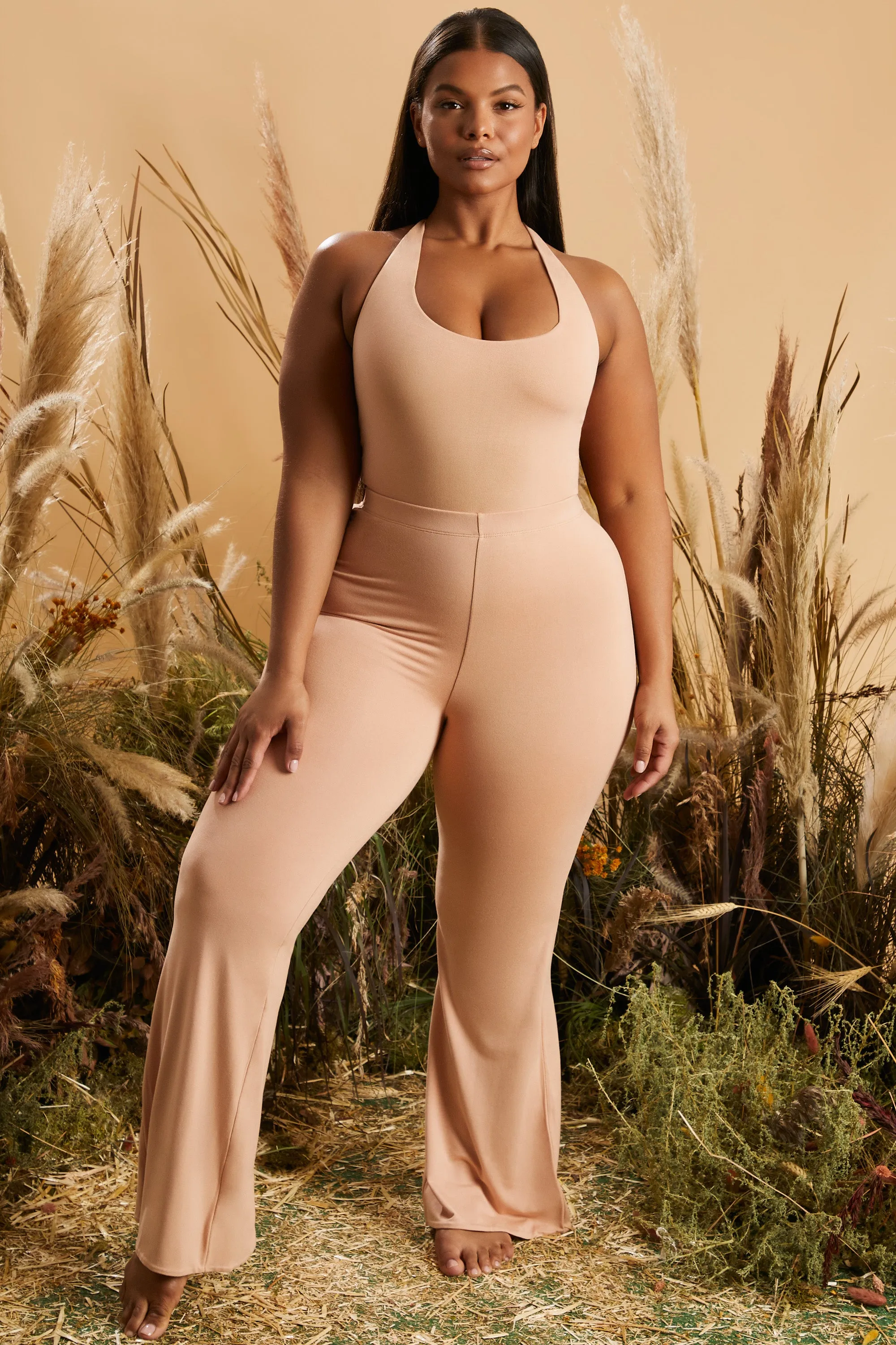 Tall Split Hem Leggings in Tan